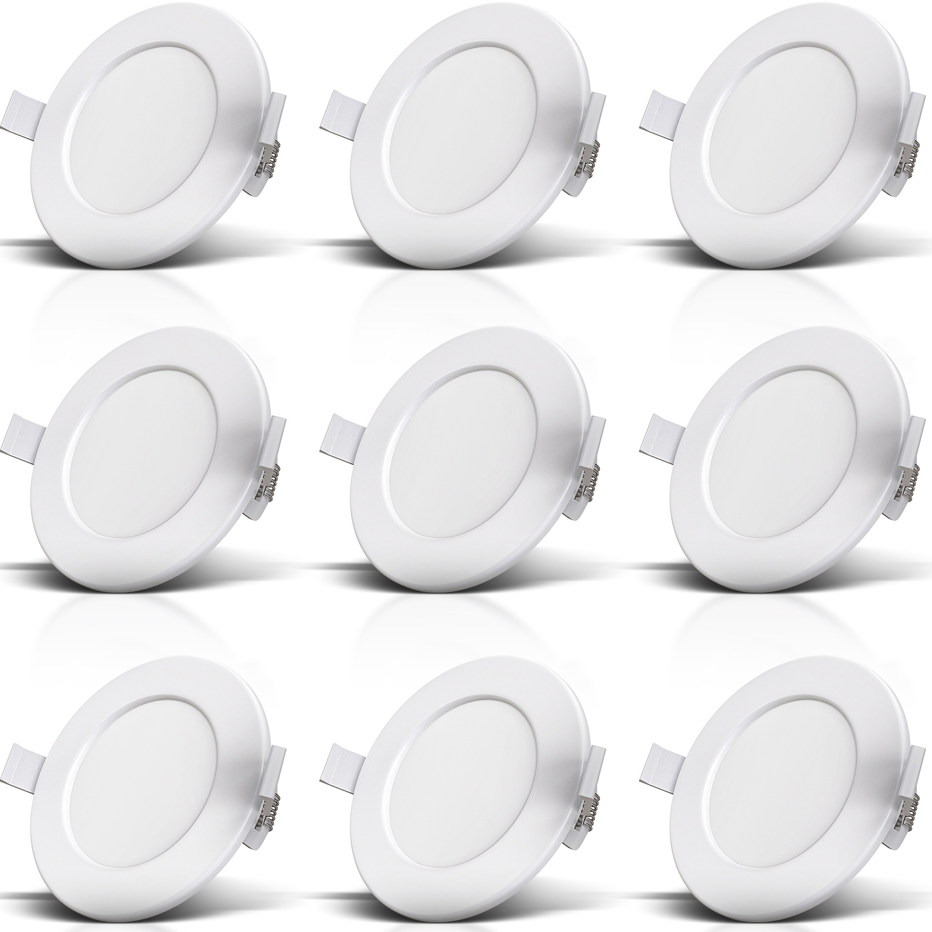 B.K.Licht LED Einbauleuchte, ultraflaches 9er-Set, Inkl. LED-Modul, 6 Watt, 450 Lumen, 3.000 Kelvin, nicht dimmbar