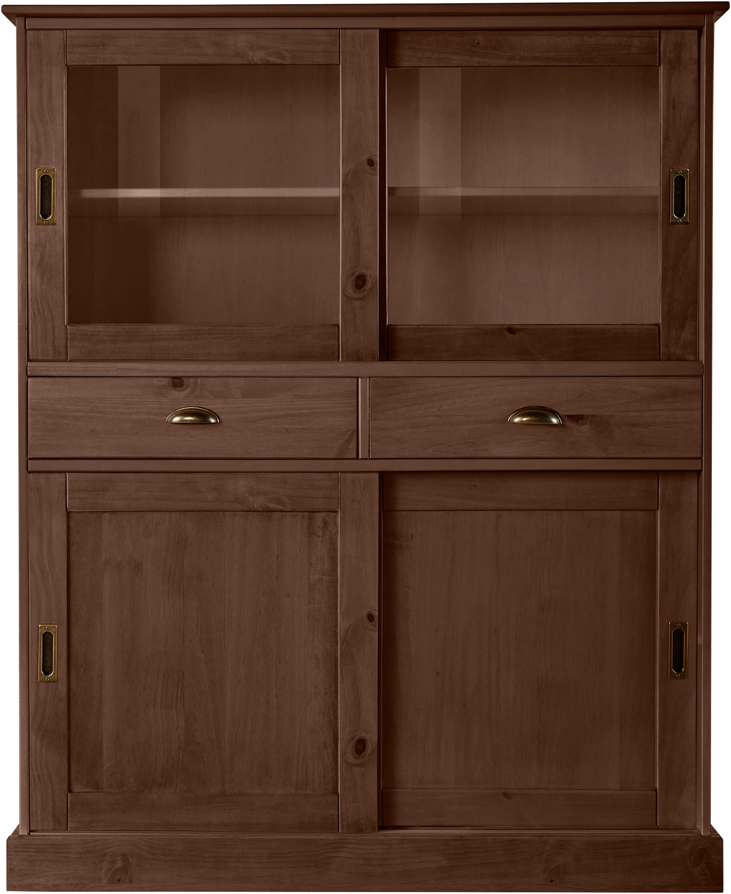 Home affaire Highboard »Schröder«, Vitrine aus massivem Kiefernholz, Breite 114 cm