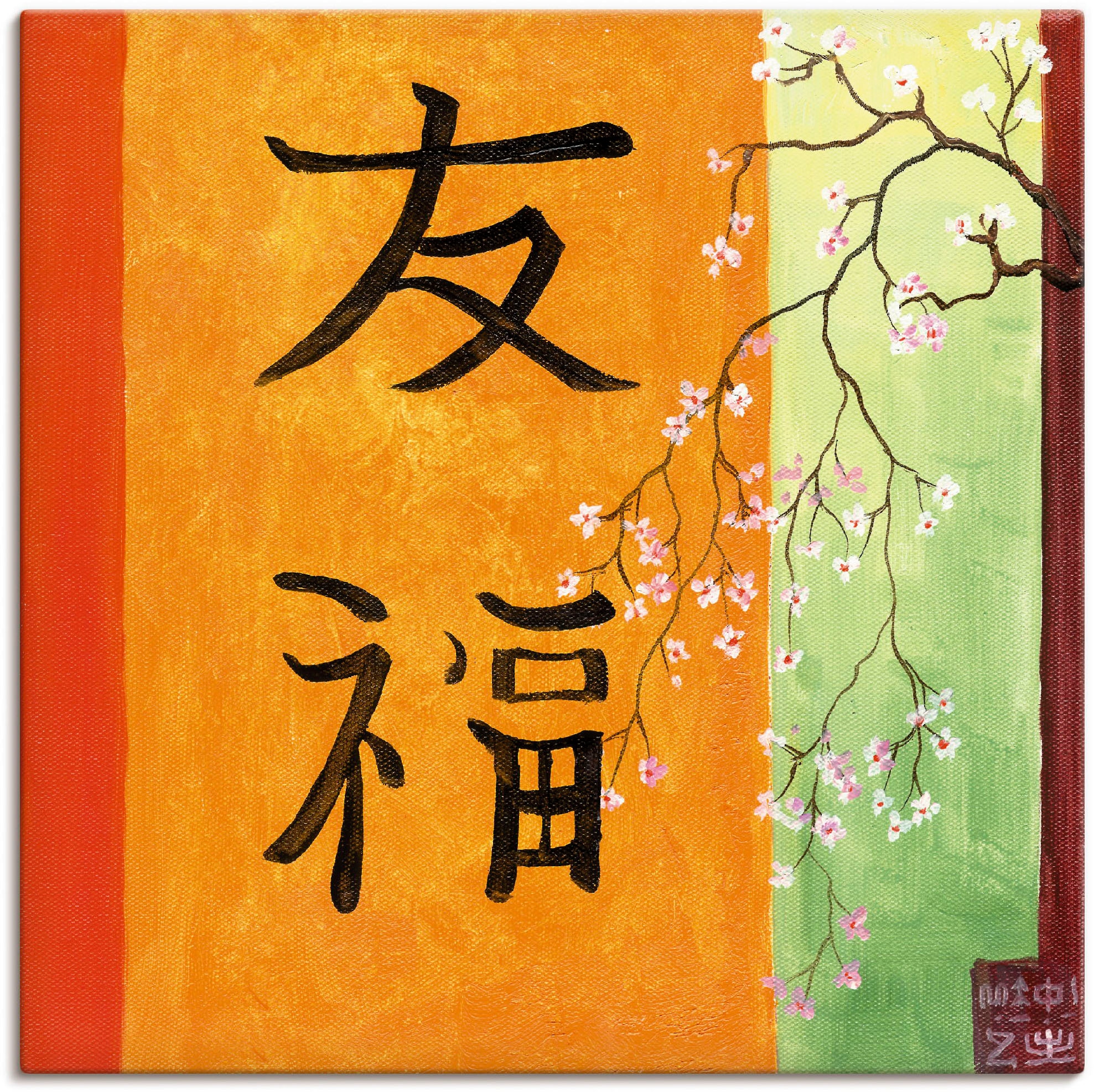 Artland Leinwandbild »Freude Glück« Zeichen 1 Stk. tlg. auf Holzrahmen gesp günstig online kaufen