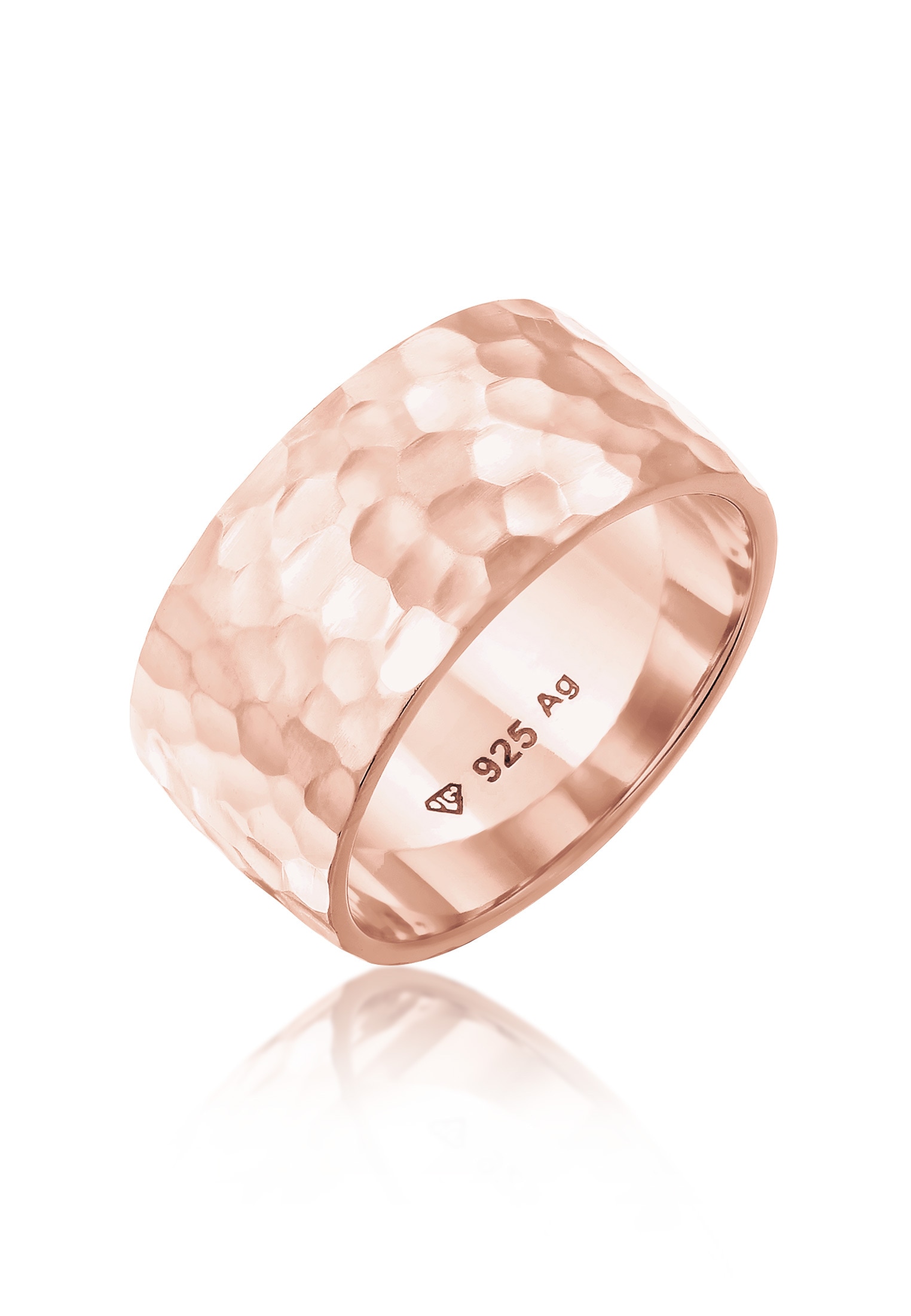 Elli Fingerring »Breit Bandring Gehämmert Matt 925er Silber«