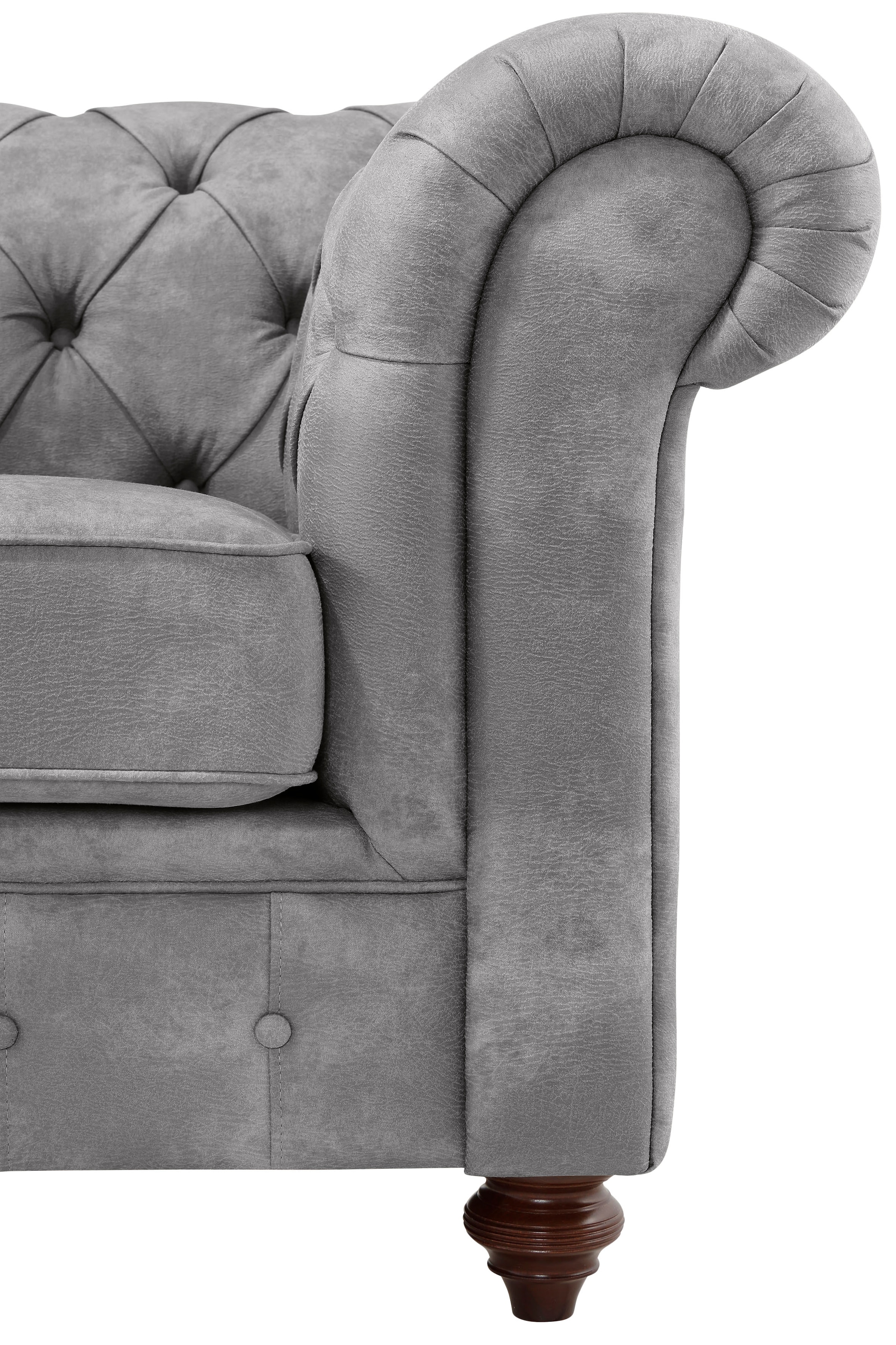 Home affaire Chesterfield-Sofa »Chesterfield 2-Sitzer B/T/H: 150/89/74 cm«, mit hochwertiger Knopfheftung, auch in Leder