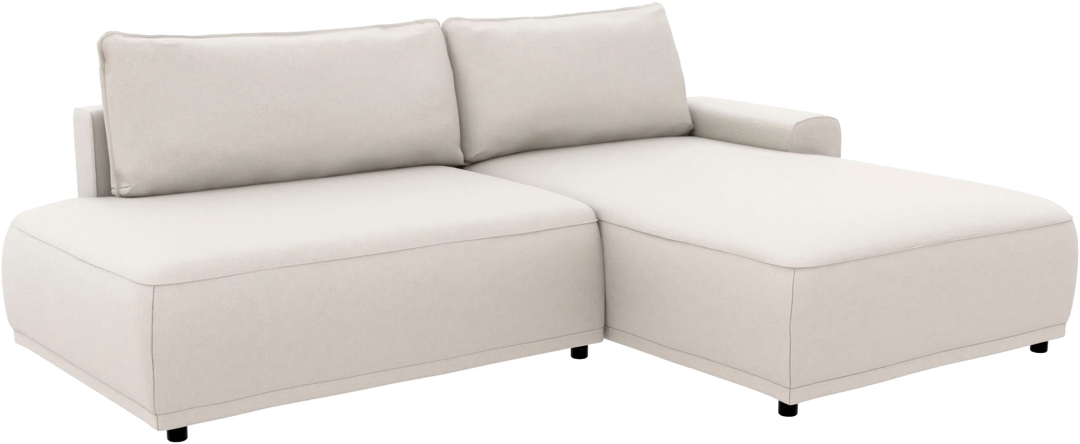 TRENDMANUFAKTUR Ecksofa »Fordon II, Schlafsofa mit Bettkasten, Couch in L-Form, Breite 250 cm«, in Struktur LUMOS, 3D-Effekt, sandgrau, Armlehne rechts