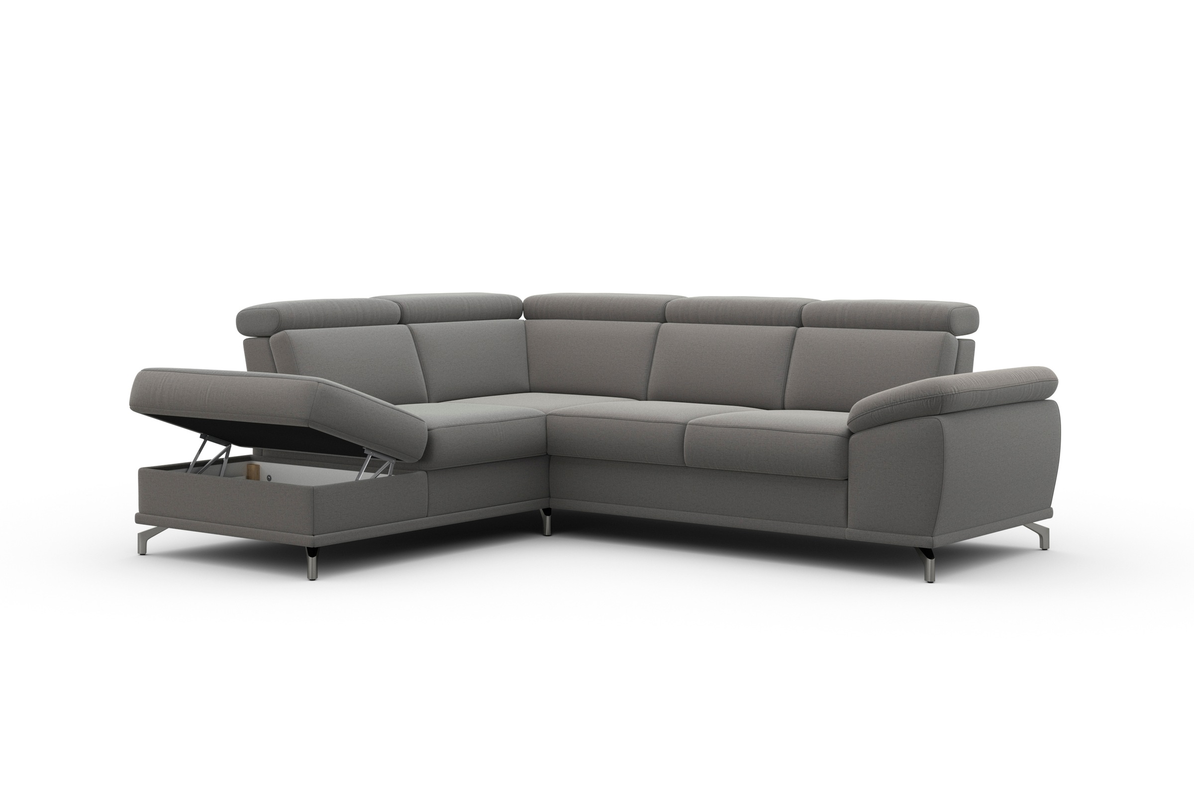 sit&more Ecksofa »Cabrio L-Form, mit Sitztiefenverstellung, Arm- und Kopfteilverstellung«, 3 Nierenkissen, Federkern, optional Bettfunktion und Stauraum