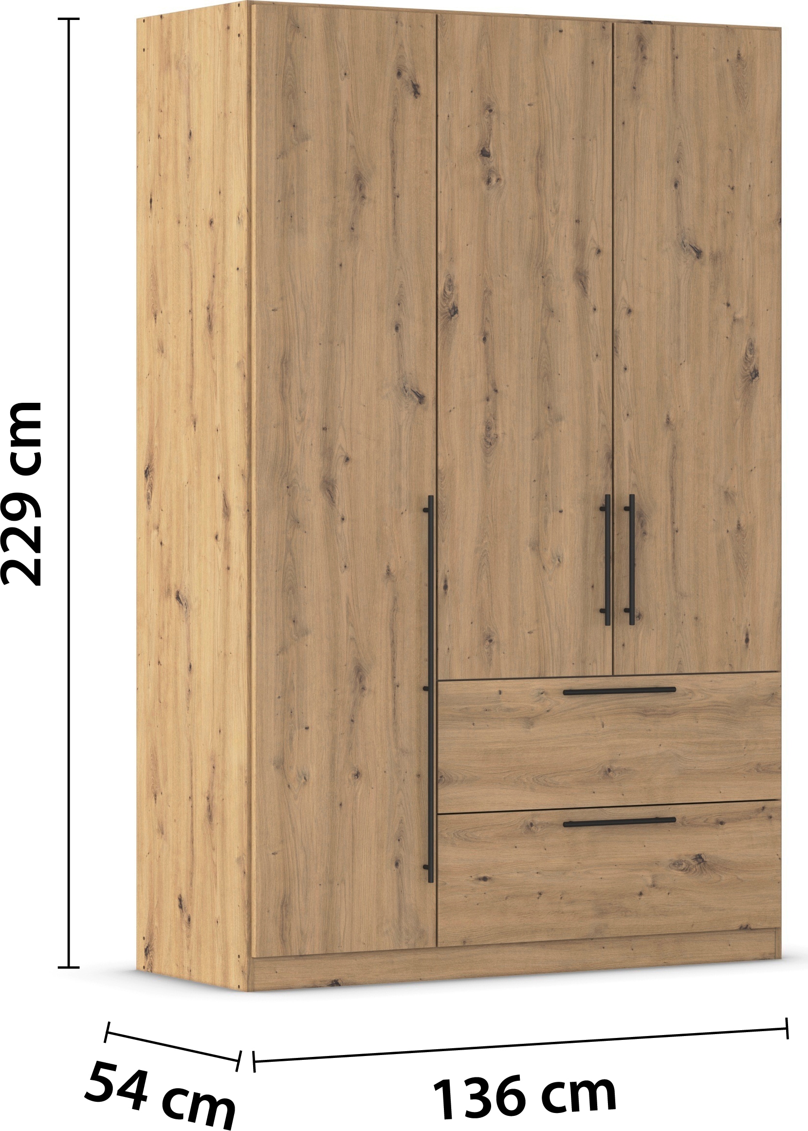 rauch Kleiderschrank »Drehtürenschrank Schrank Garderobe Wäscheschrank Schlafzimmer AVOLA«, (in 3 verschiedenen Ausstattungen BASIC/CLASSIC/PREMIUM), mit hochwertigen Stangengriffen in Schwarz aus Metall MADE IN GERMANY