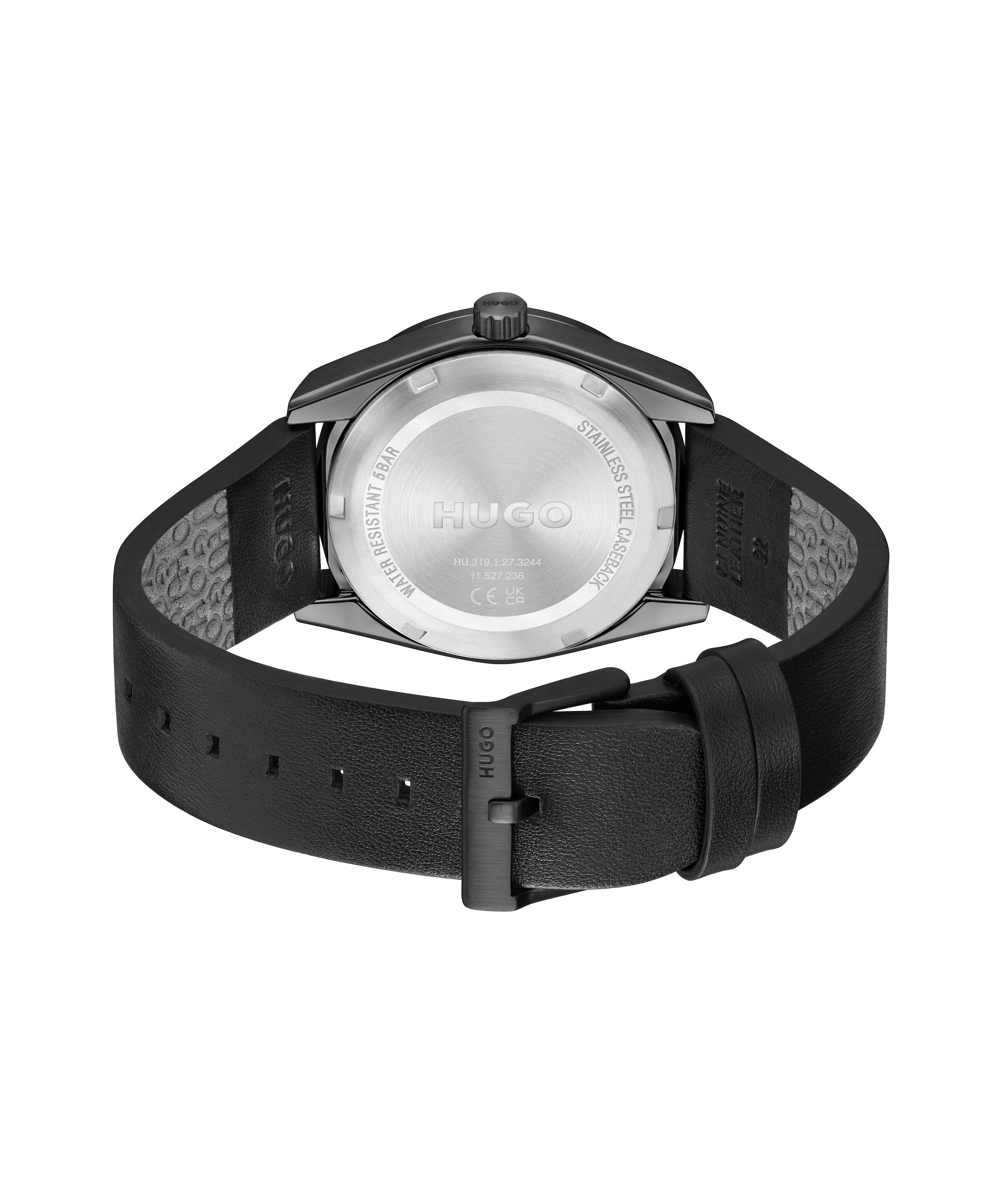 HUGO Multifunktionsuhr »#BRIGHT SPORT«, Quarzuhr, Armbanduhr, Herrenuhr, Lederarmband, analog