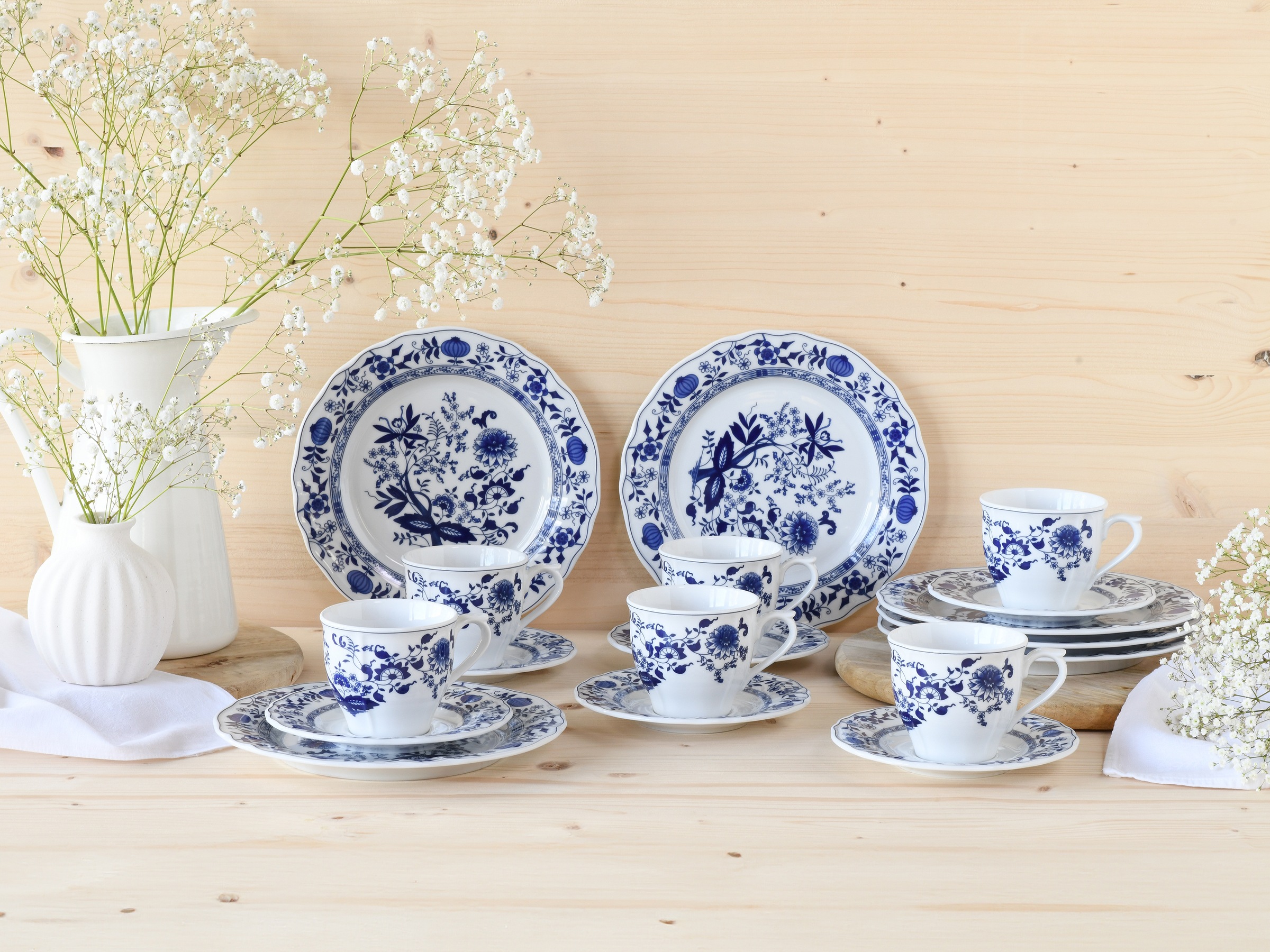 CreaTable Kaffeeservice »Flora Zwiebelmuster, Kaffee-Service 18 tlg«, (Set, 18 tlg.), Nostalgisch, Vintage