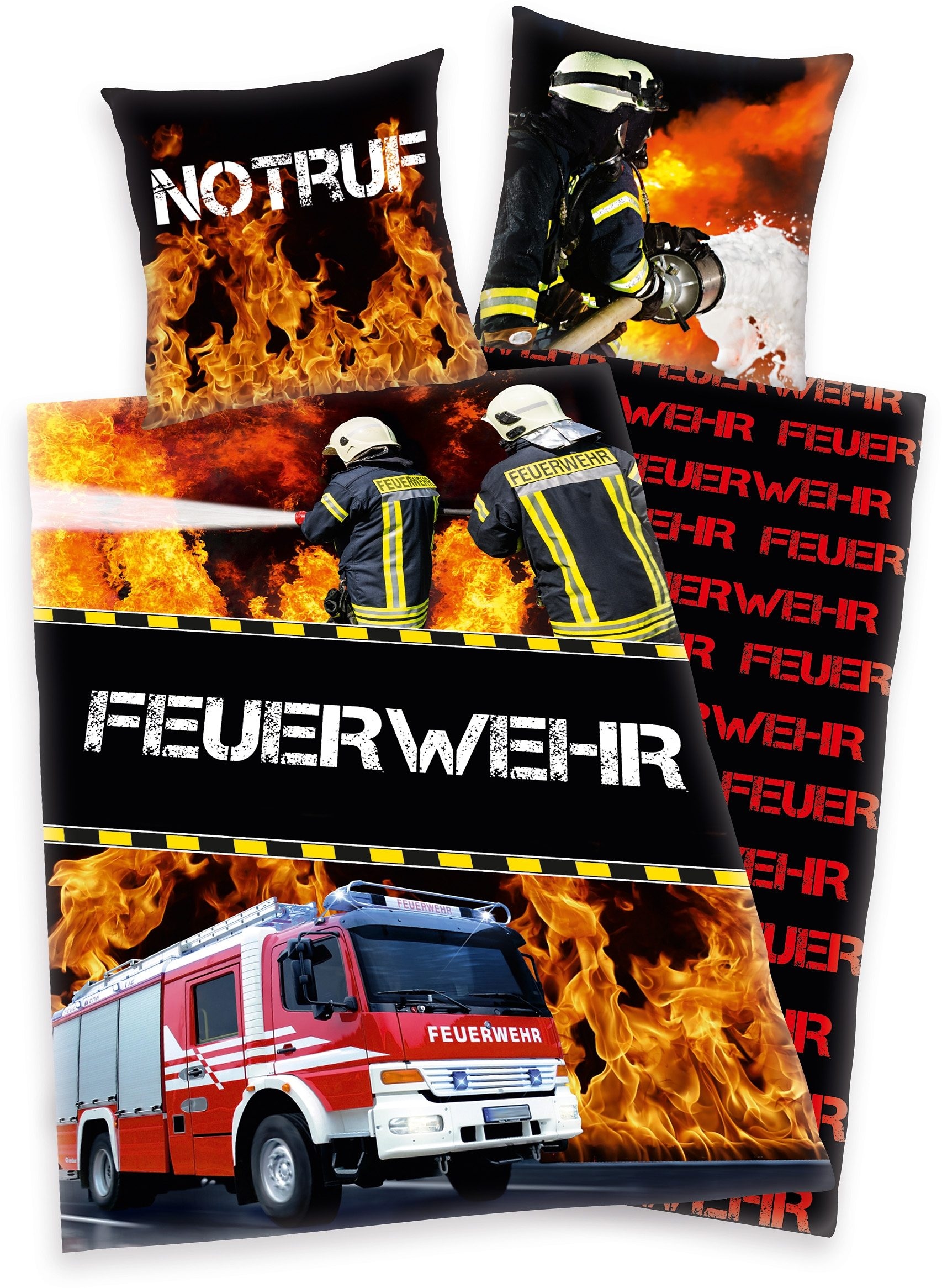 Kinderbettwäsche »Feuerwehrmann Sam«, (2 tlg.), mit Feuerwehrmann Motiv