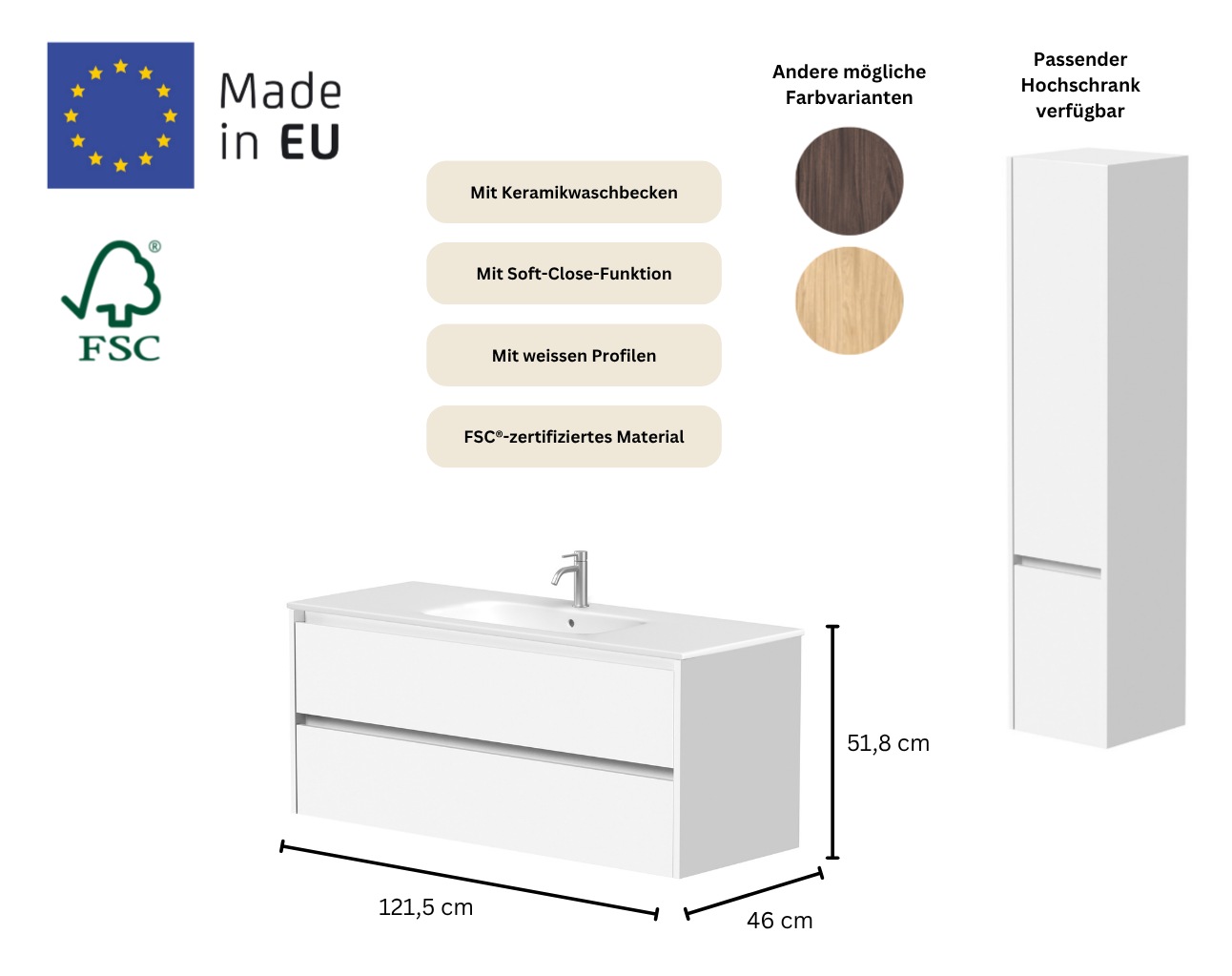 welltime Waschtisch »City, Badmöbel, Badkommode, Badschrank, in verschieden günstig online kaufen
