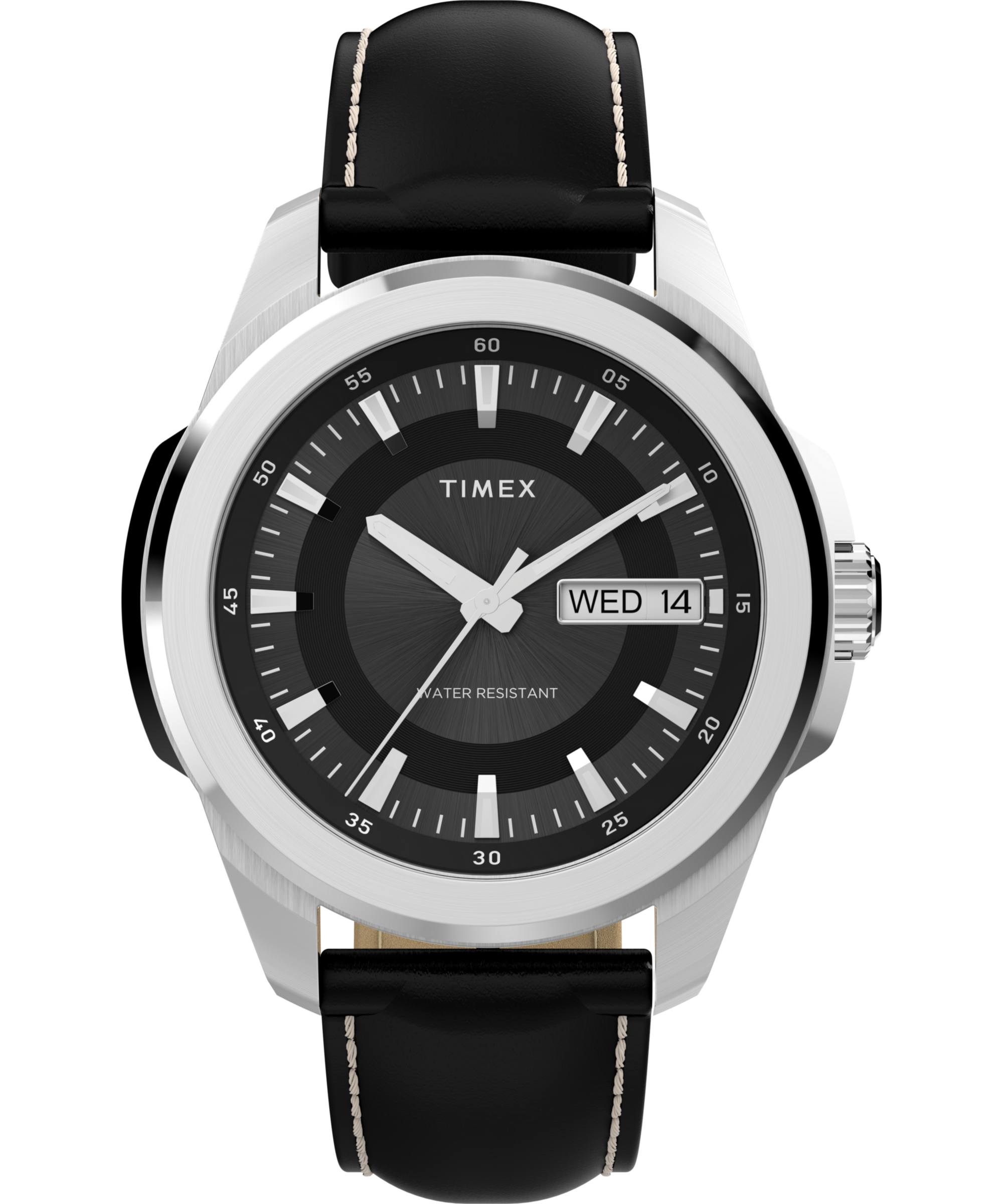 Timex Quarzuhr »ESSEX« Armbanduhr, Herrenuhr, Lederarmband, Datum, Leuchtzeiger