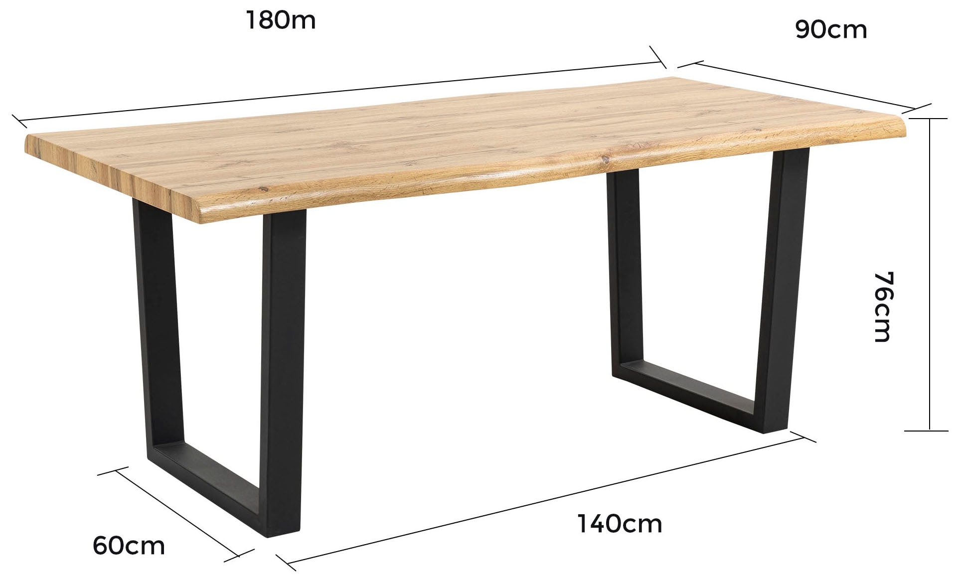 Duo Collection Baumkantentisch »Tisch Thea« Massives Kufengestell aus Metall, Belastbarkeit bis 100 kg