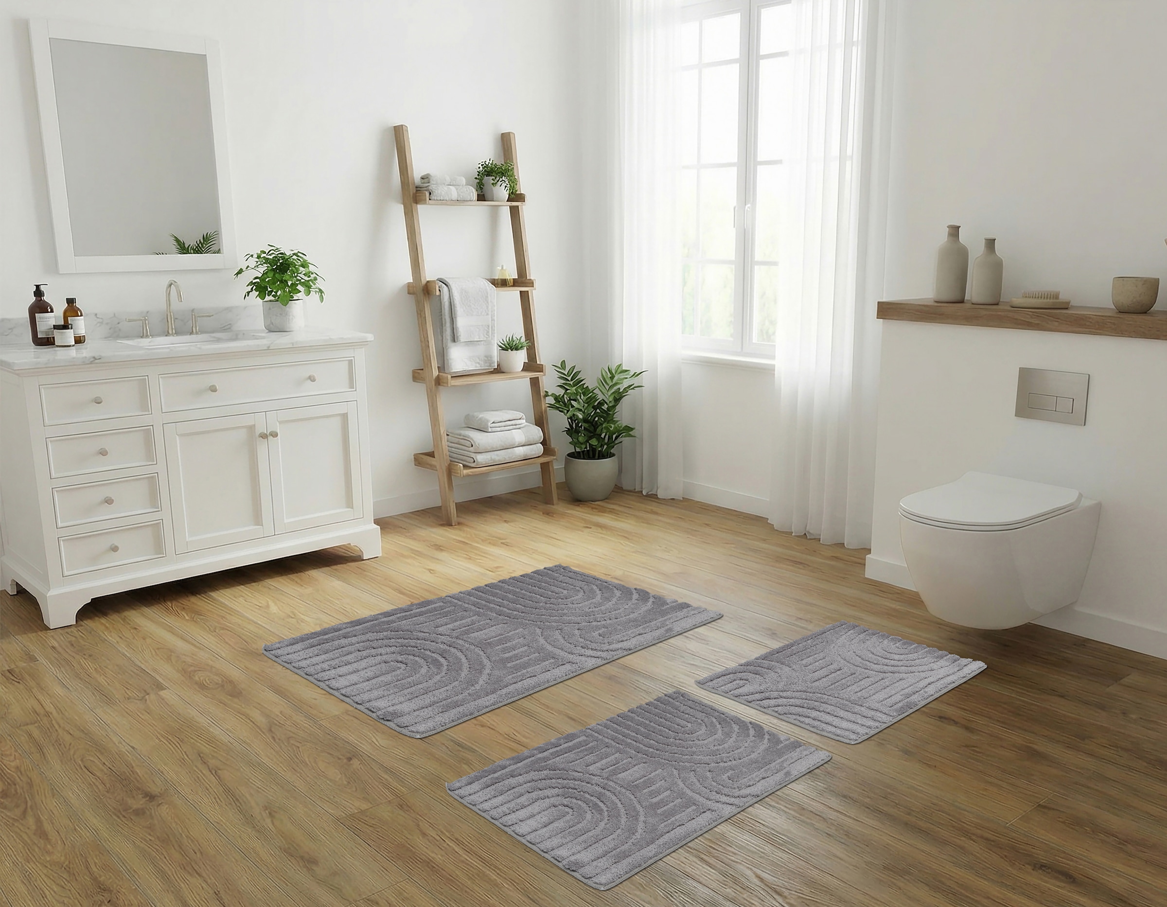 OTTO home Badematte »Zen, Badvorleger, Badezimmer Teppich, Duschvorleger« Höhe 10 mm rutschhemmend beschichtet fußbodenheizungsgeeignet | schnell trocknend Uni Farben, Hoch-Tief-Effekt, modernes Muster, Zen