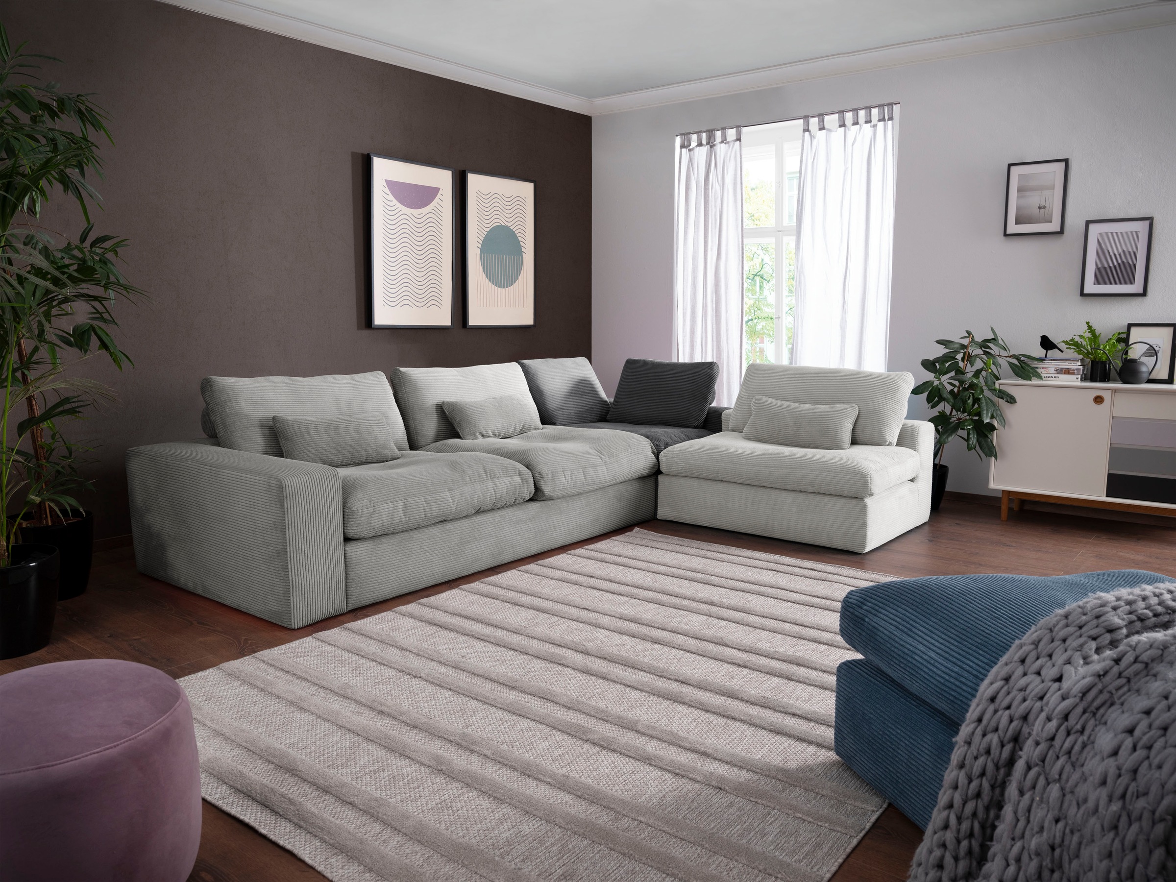 alina Ecksofa »Sandy«, mit losen Sitz und Rückenkissen, in modernem Cordstoff