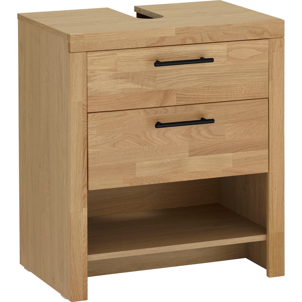 Home affaire Waschbeckenunterschrank »Satori«, Breite 62 cm, Fronten & Rahmen aus Eiche, Klappe und Schublade