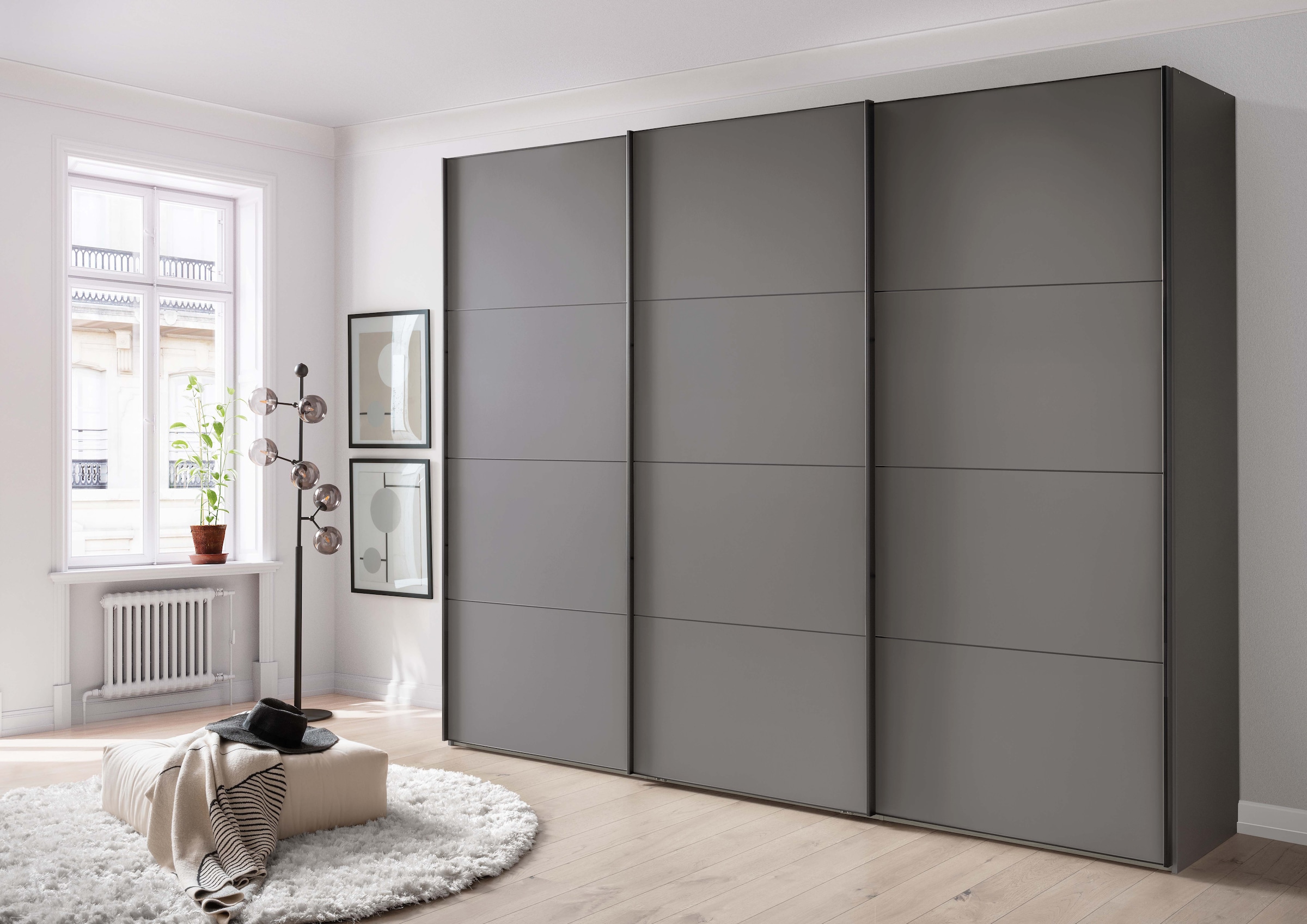 WIEMANN Schwebetürenschrank »Phoenix, Made in Germany, modernes Design, Highlight, Blickfang« Viele Farbkombinationen, in 4 Breiten und in 2 Höhen erhältlich,  maximaler Staurraum, inkl.Einlegeböden, Wäscheböden u. Dämpfer