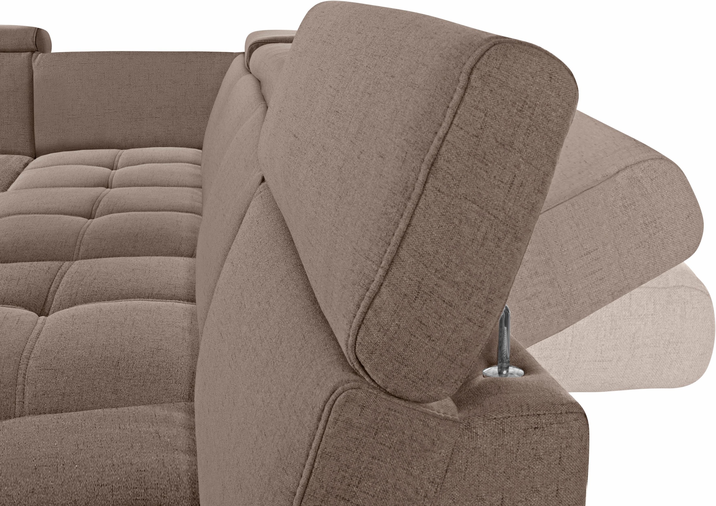 DOMO collection Wohnlandschaft »Ava moderne Sitzheftung mit toller Doppelnaht, komfortabel, U-Form«, mit Federkern, wahlweise mit Kopfteilverstellungen