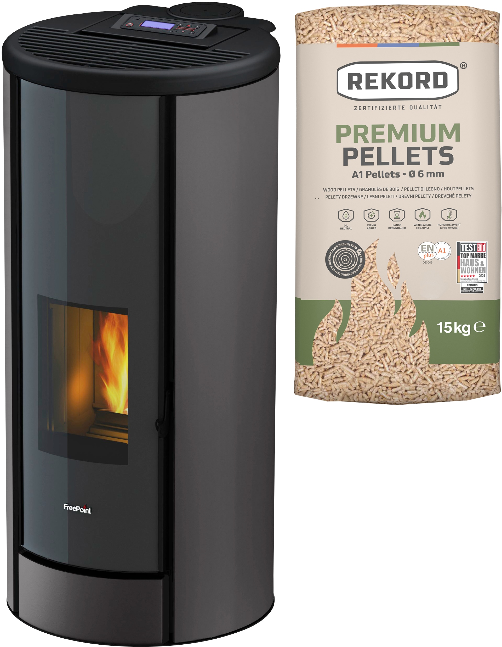 Freepoint Pelletofen »BREEZE«, Stahl, integrierte WIFI-Funktion