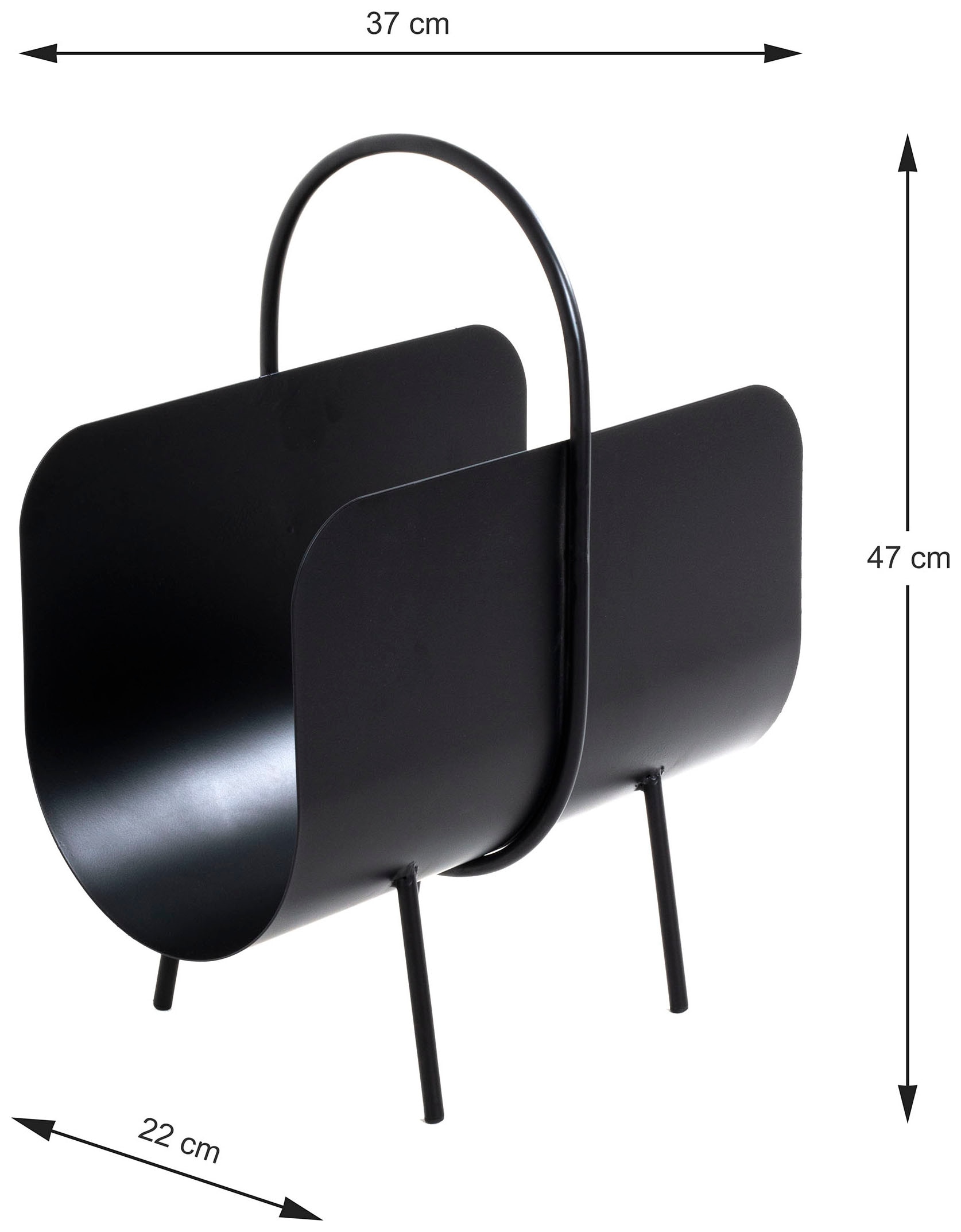 HAKU Zeitungsständer »Zeitschriftenhalter, Zeitschriftenständer« halbrund - aus Metall Schwarz - B/T/H 37/22/47 cm