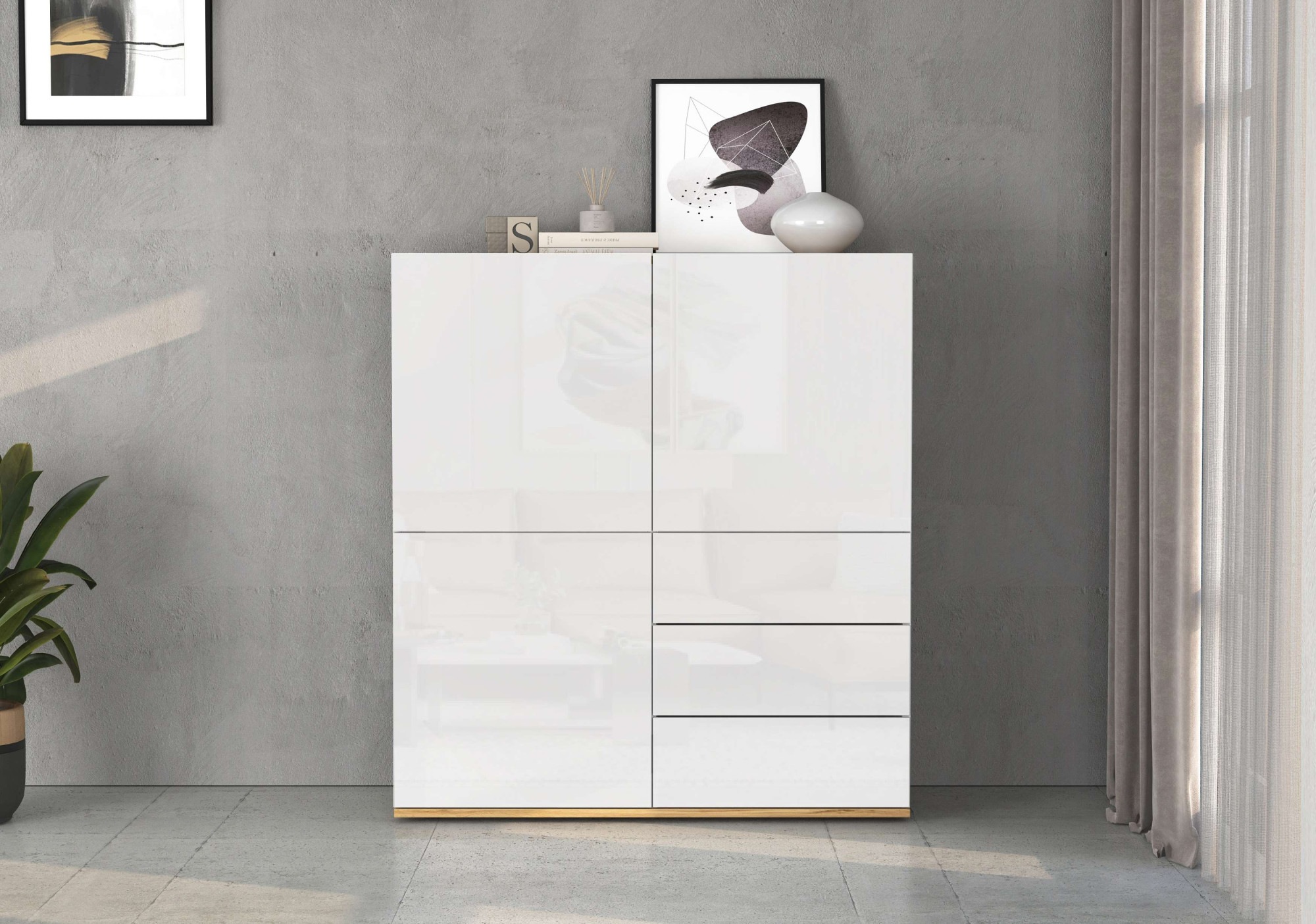 INOSIGN Highboard »GARDA Highboard, Kommode, Schrank, Grifflos mit Push to Open«, (1 St.), 3 Türen, 3 Schubladen, grifflos Breite 102 cm