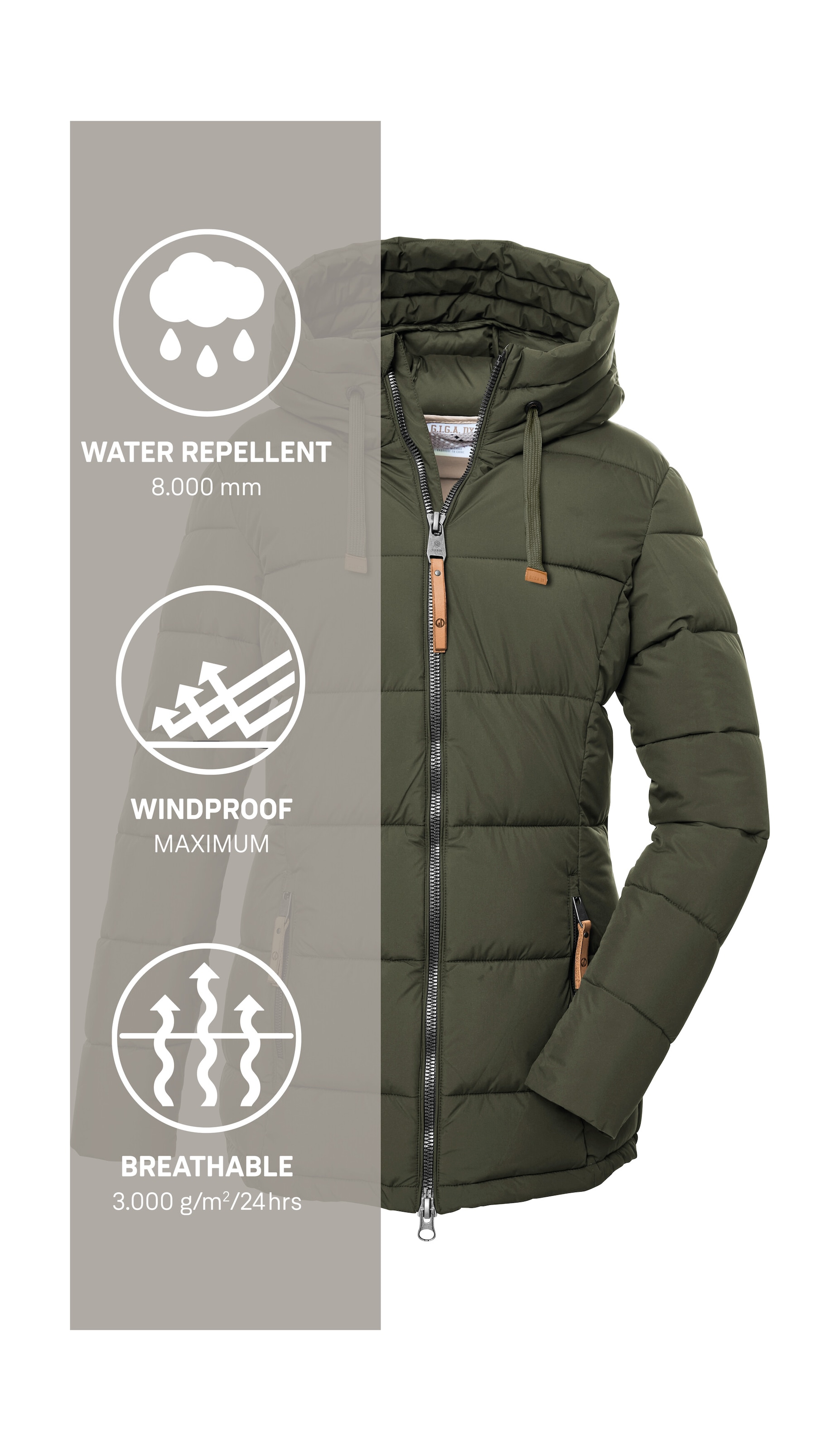 G.I.G.A. DX by killtec Steppjacke »GW 12 WMN QLTD JCKT« Steppjacke: wasserabweisend, atmungsaktiv, hoher Kragen, Kapuze