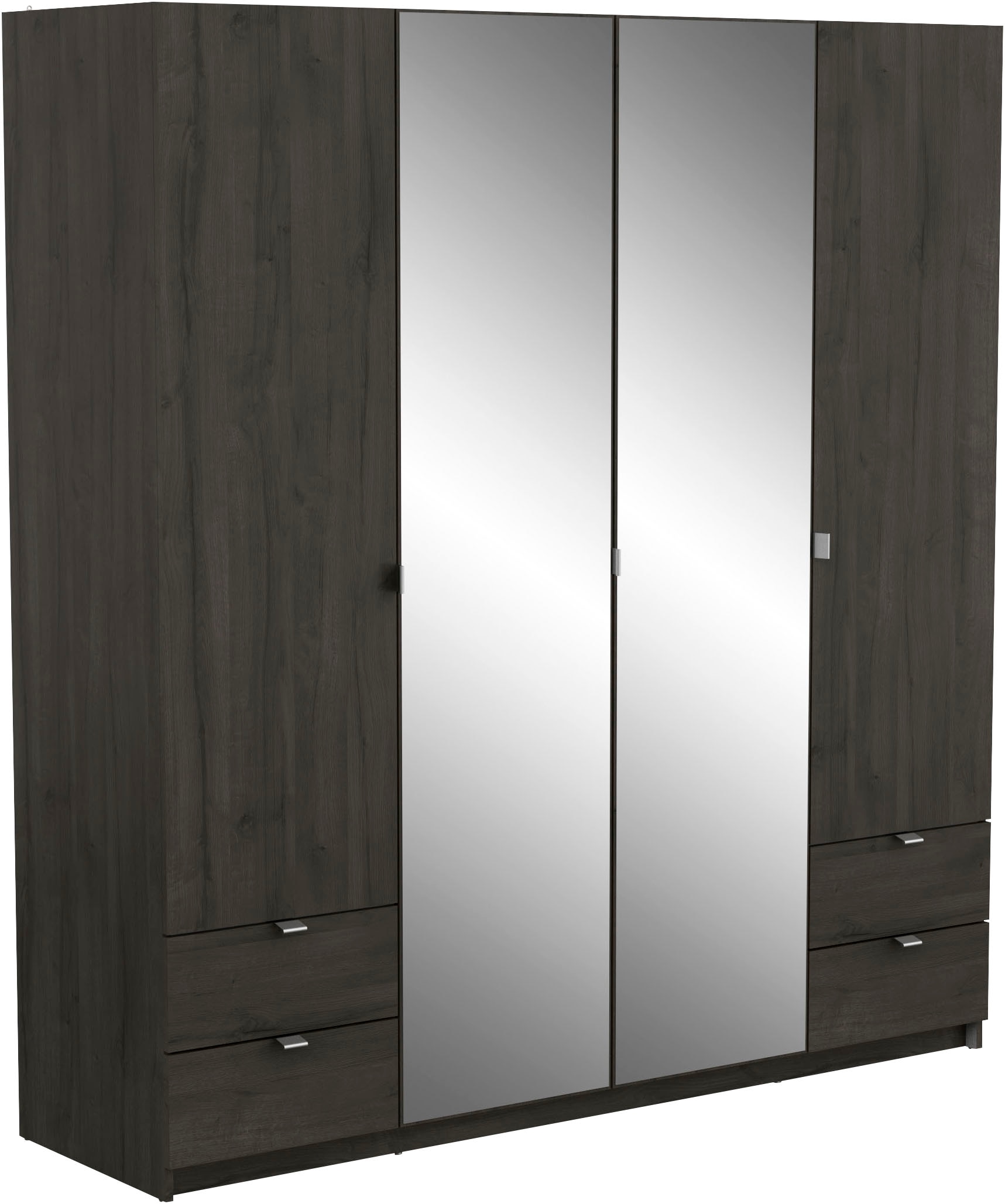 Demeyere GROUP Kleiderschrank »Mellie, 2 Spiegel, 4 Schubladen, 36 Regale, 2 Kleiderstangen«, (H/B/ T ca. 191/180/52cm), maximaler Stauraum, Made in France