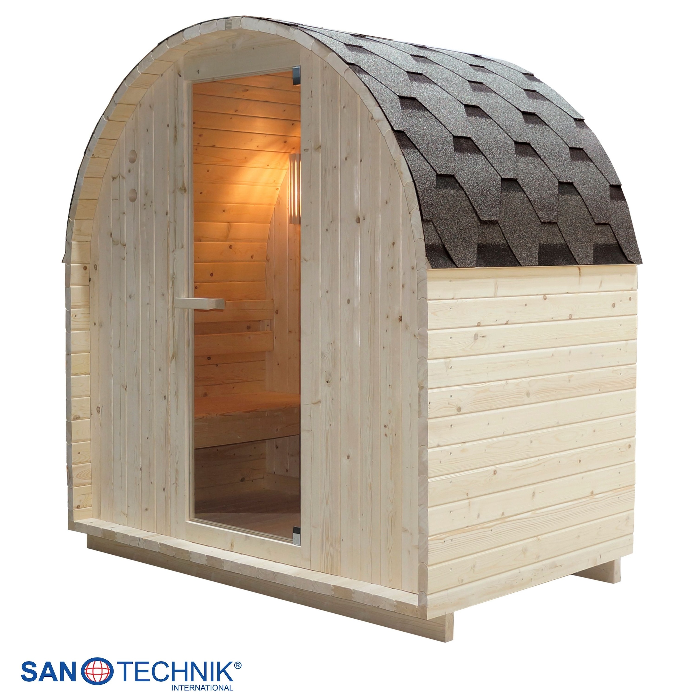 Sanotechnik Sauna »Außensauna ISLAND« 2 oder 4 Personen; inkl. 3,6 kW oder 8 kW Saunaofen und Saunasteine