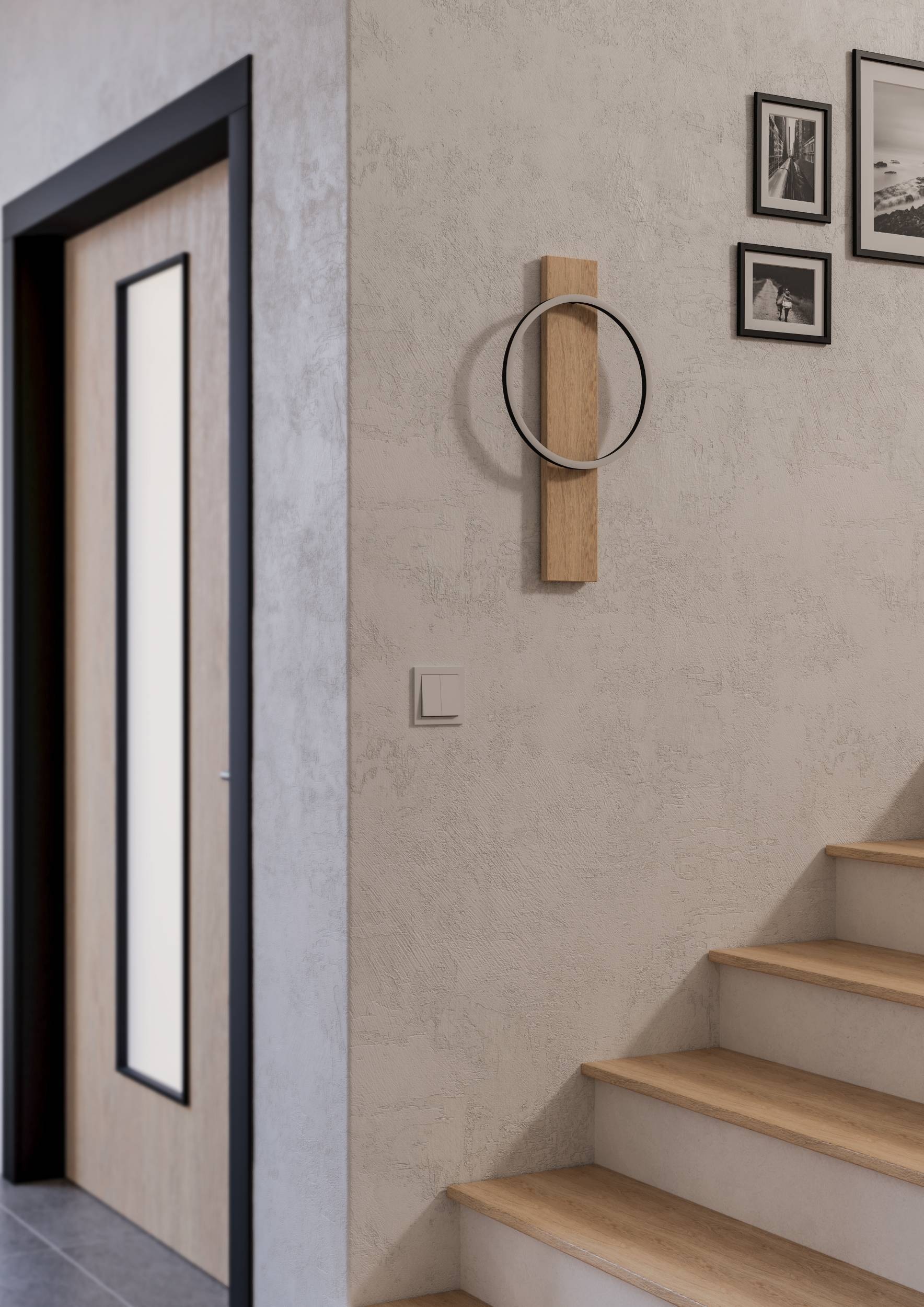 EGLO Wandleuchte »Boyal Wandlampe, FSC zerifiziert, Holz, Metall, Flurlampe, Lampe« LED-Modul 1 Stk. Warmweiß Wand-/Deckenleuchte - L30 x H56 x AL7,5 cm - schwarz, braun