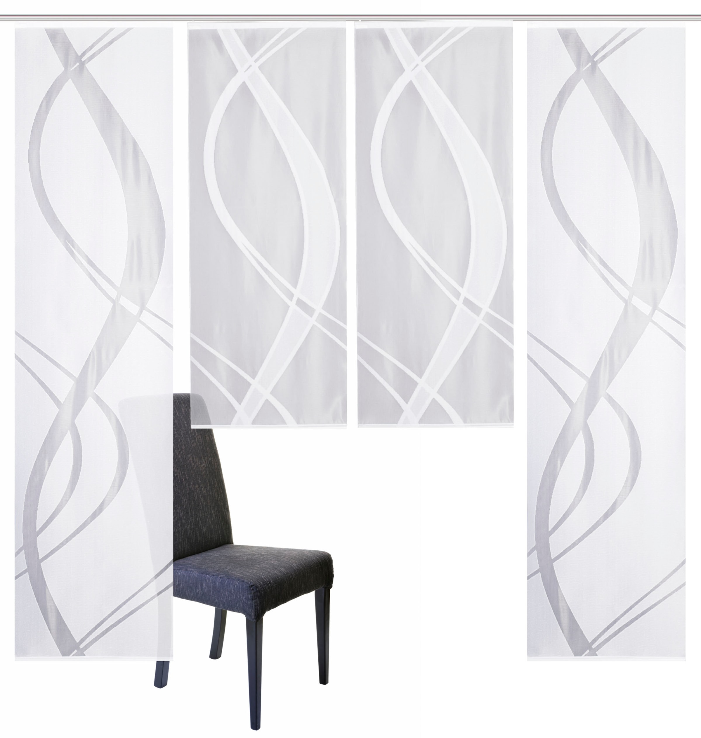 HOME WOHNIDEEN Schiebegardine »TIBASA« Paneelwagen 4 Stk. tlg. halbtranspar günstig online kaufen