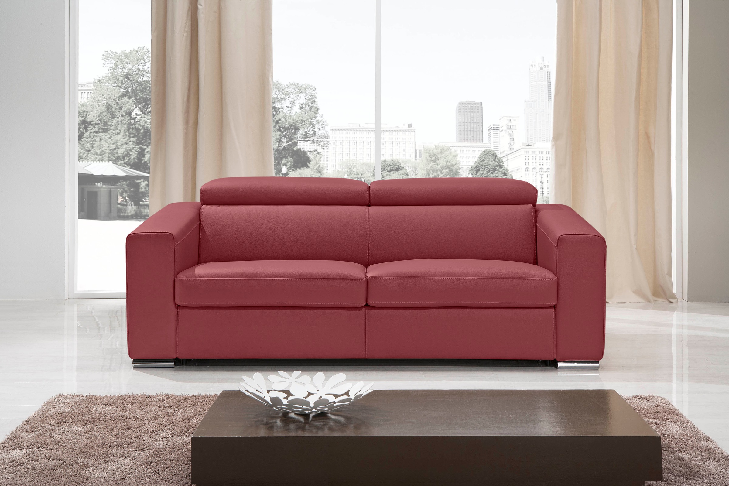 Egoitaliano Schlafsofa »Cabiria, Design und super Sitz- und Liegekomfort«, Sofa inkl. Schlaffunktion, Kopfteile verstellbar, mit Metallfüßen