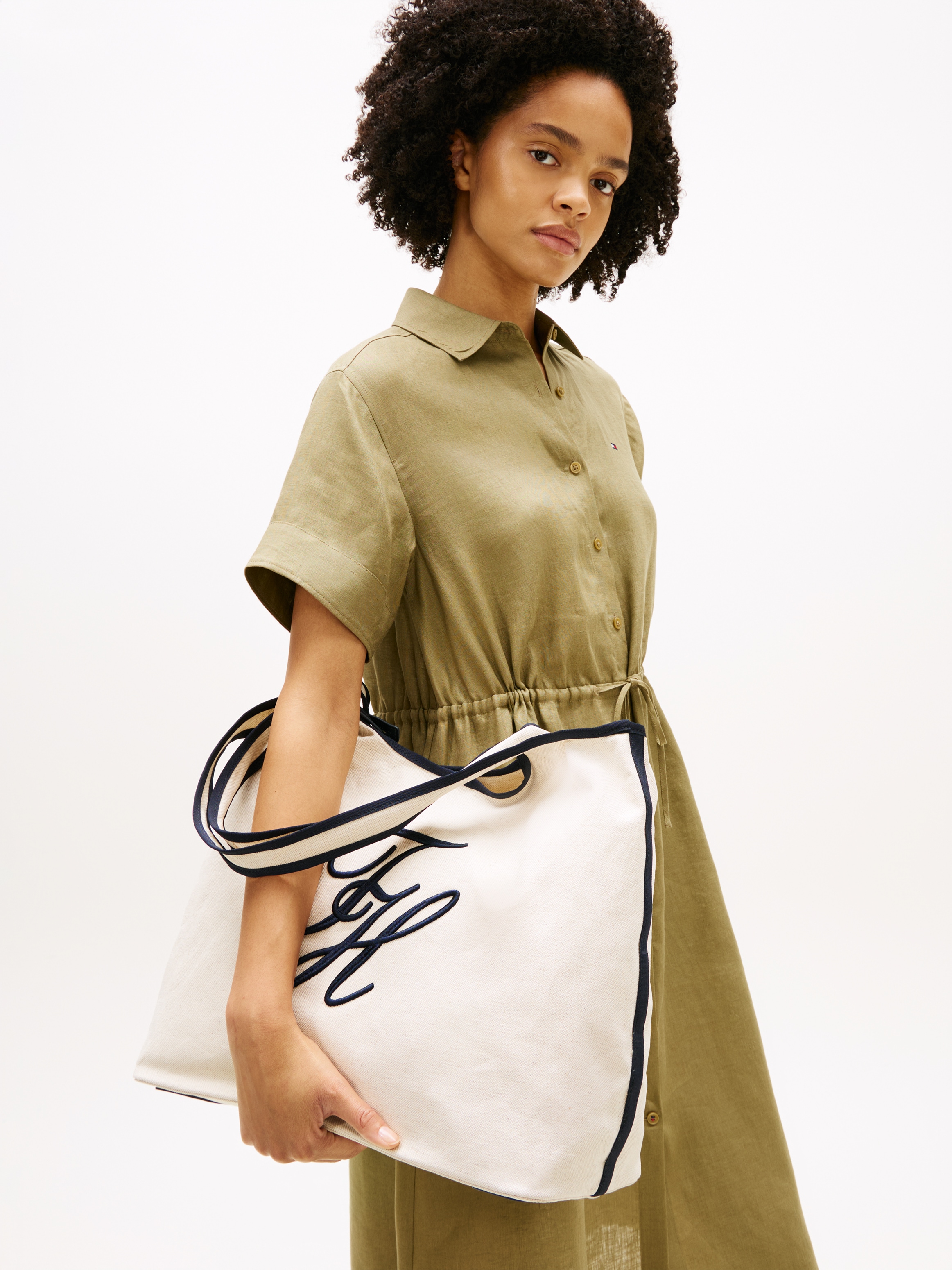 Tommy Hilfiger Tragetasche »TH SUMMER TOTE CANVAS« Damen Schultertasche, Tragetasche, Shopper mit angehängter Innentasche