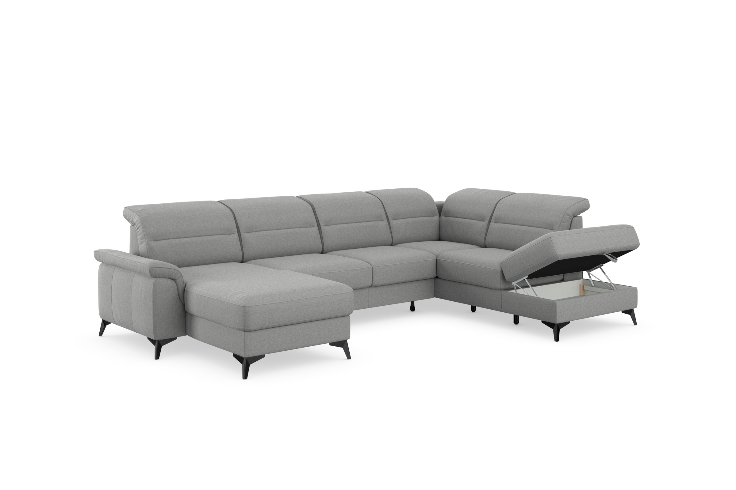 sit&more Wohnlandschaft »Sinatra U-Form«, optional mit Kopfteilverstellung und Armteilfunktion, Metallfüße