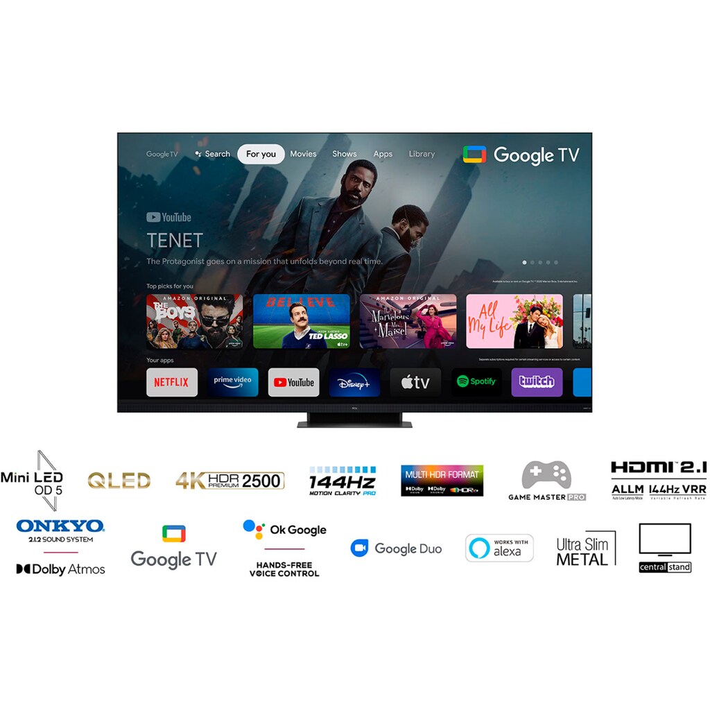 TCL QLED Mini LED-Fernseher »75C935X2«, 189 cm/75 Zoll, 4K Ultra HD, Google TV-Smart-TV