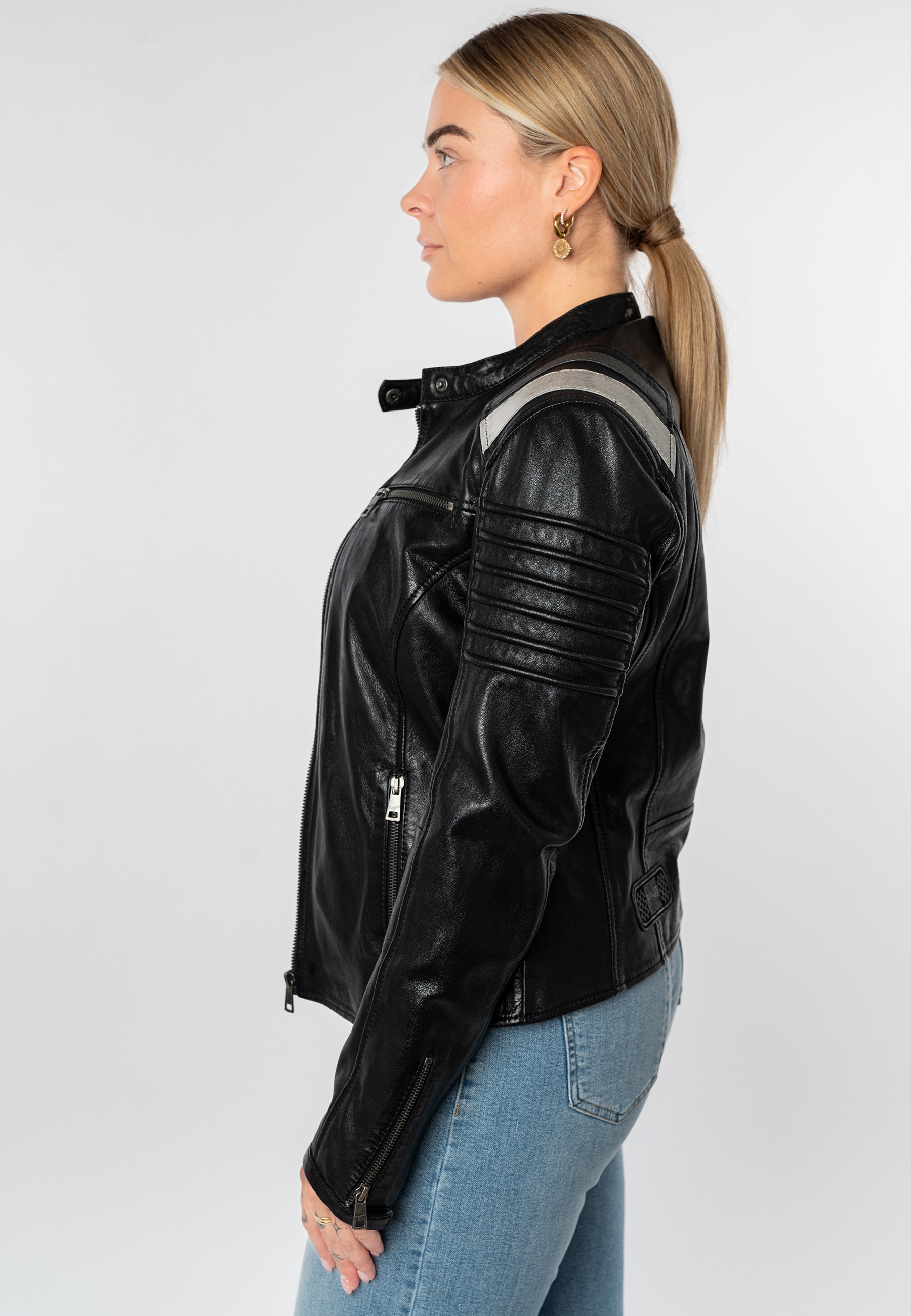 Mauritius Lederjacke »MWAgatha« Racerjacke mit Lederpatches