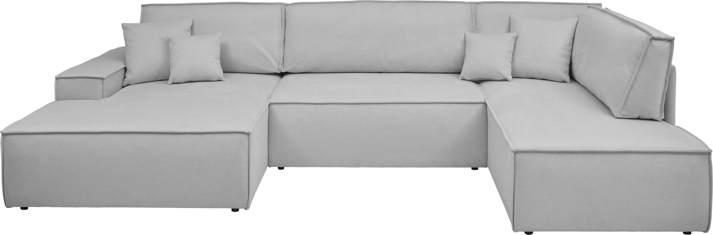 andas Wohnlandschaft »FINNLEY U-Form XXL 329 cm, Schlafsofa, Schlaffunktion m. Bettkasten«, (194/139 cm), Bouclé, Struktur und Cord