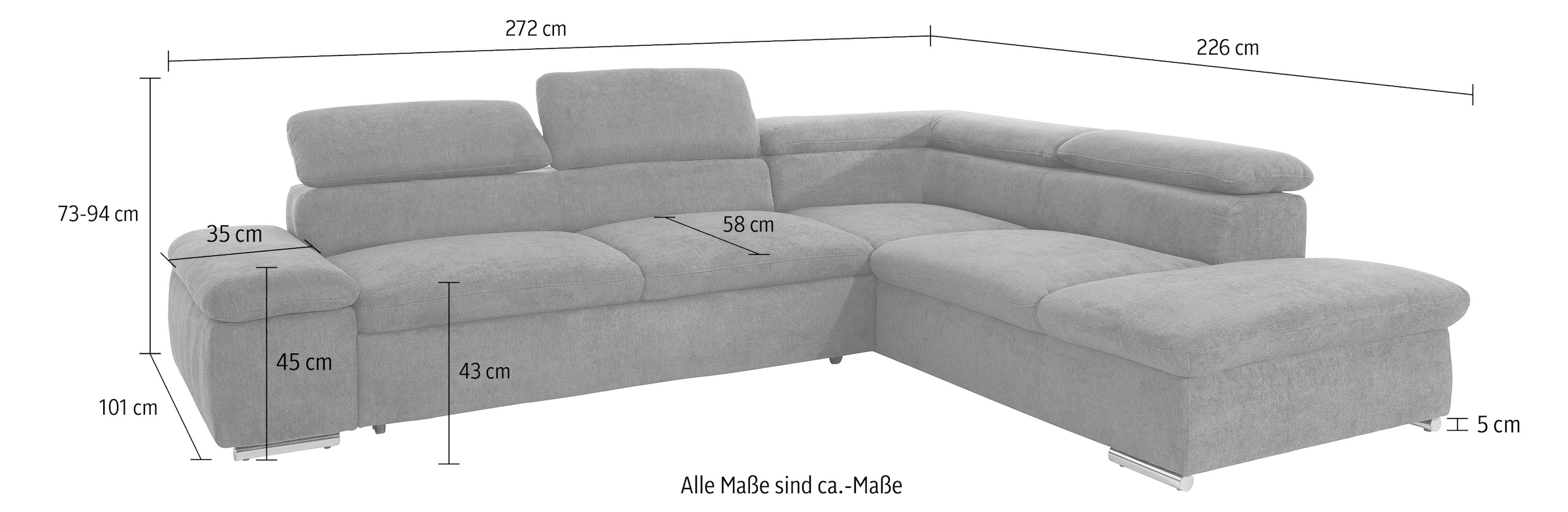 sit&more Ecksofa »Alcatraz L-Form«, wahlweise mit Bettfunktion