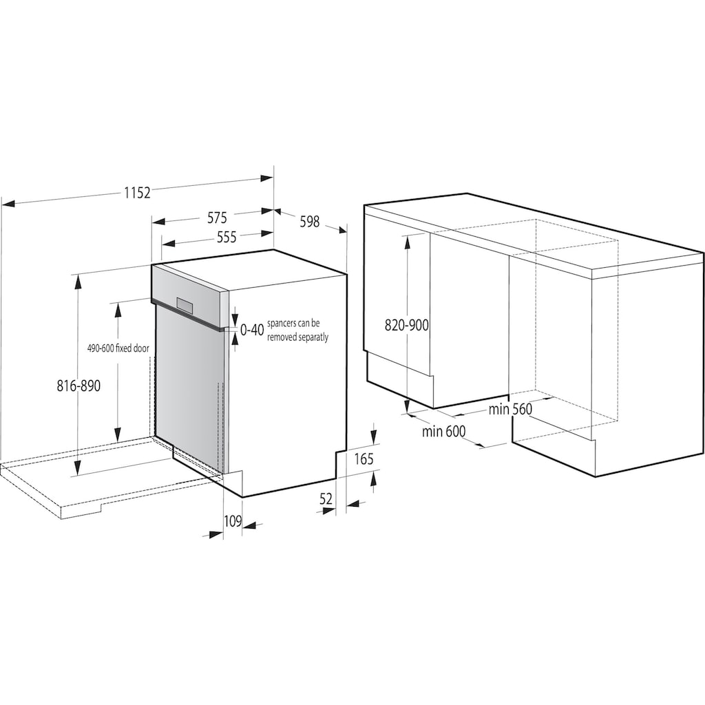 GORENJE teilintegrierbarer Geschirrspüler, GI673C60X, 16 Maßgedecke, automatische Türöffnung