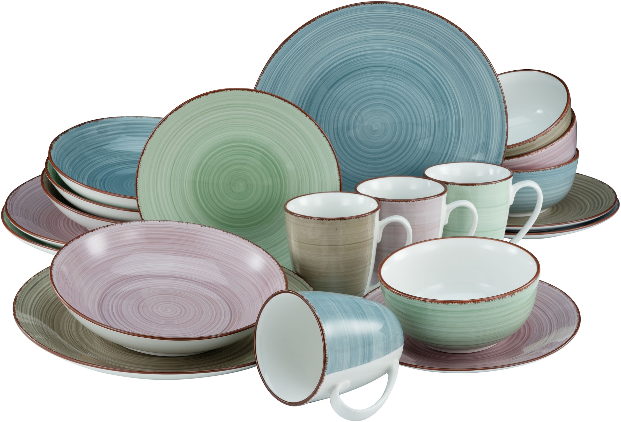 CreaTable Kombiservice »Geschirr-Set Samba« Service, handgemalter Spiraldek günstig online kaufen