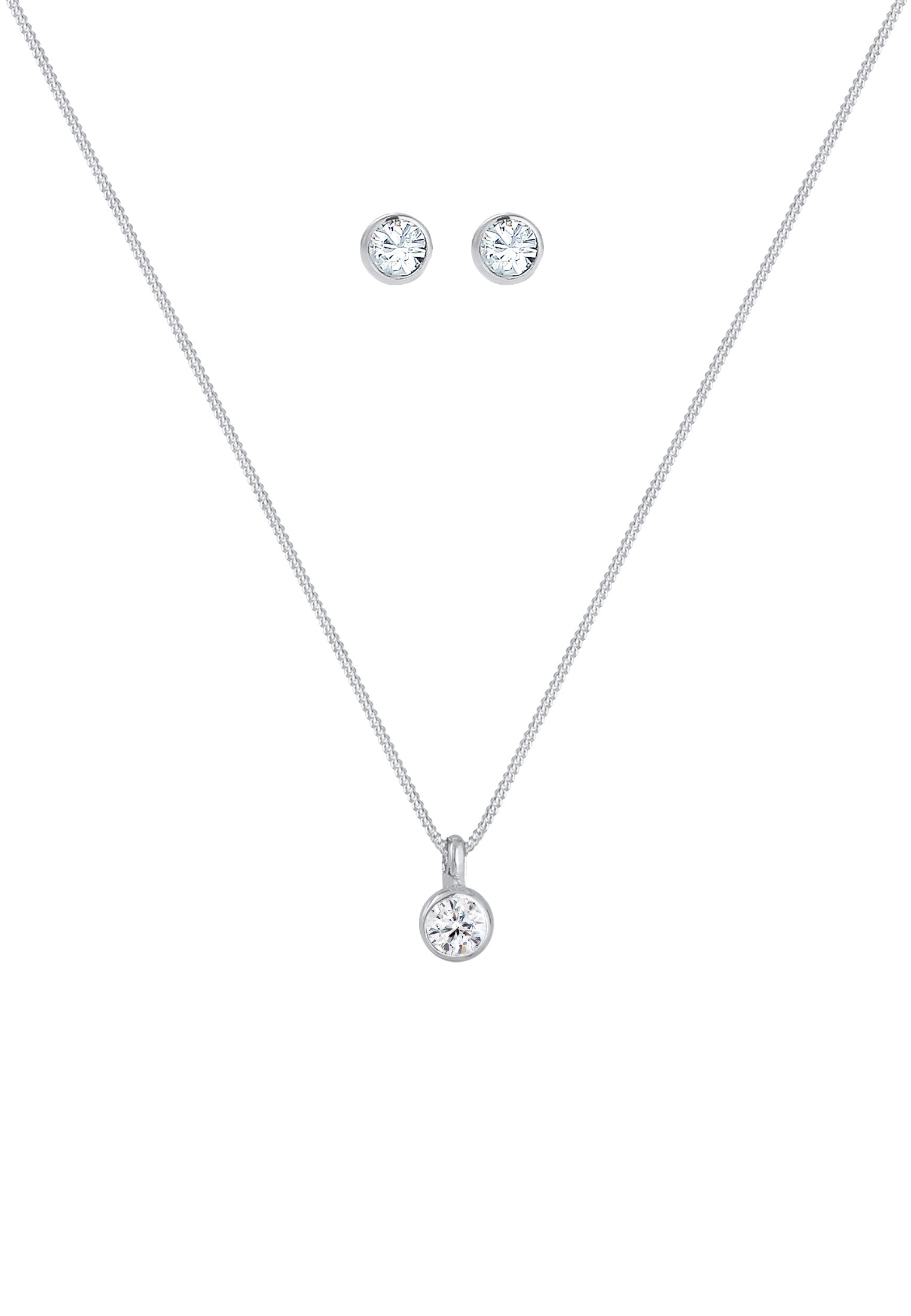 Elli Schmuckset »Basic Solitär Kristalle 925 Sterling Silber«