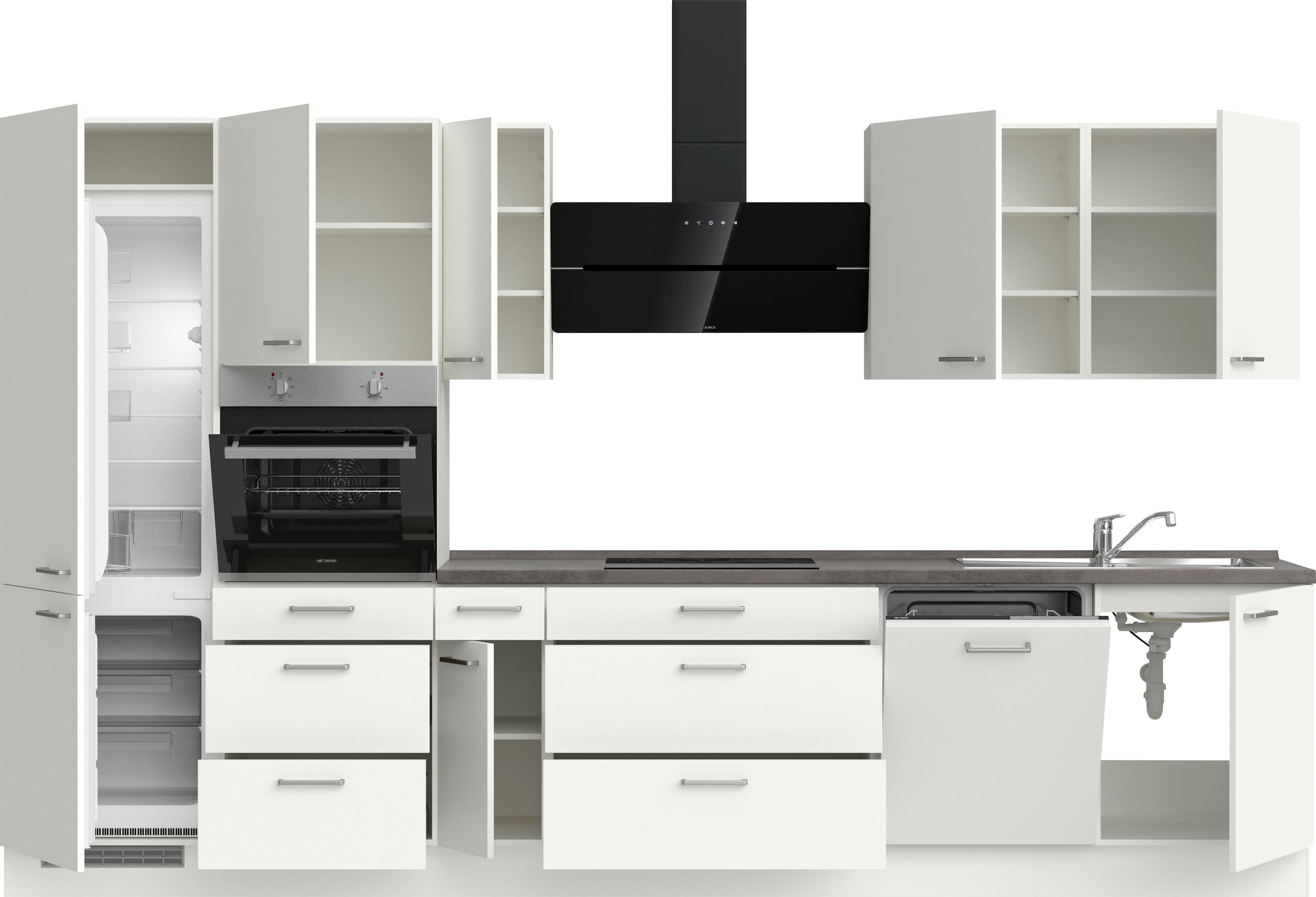 nobilia® Küchenzeile »"Touch II"«, vormontiert, Ausrichtung wählbar, Breite 360 cm, wahlw. mit E-Geräten