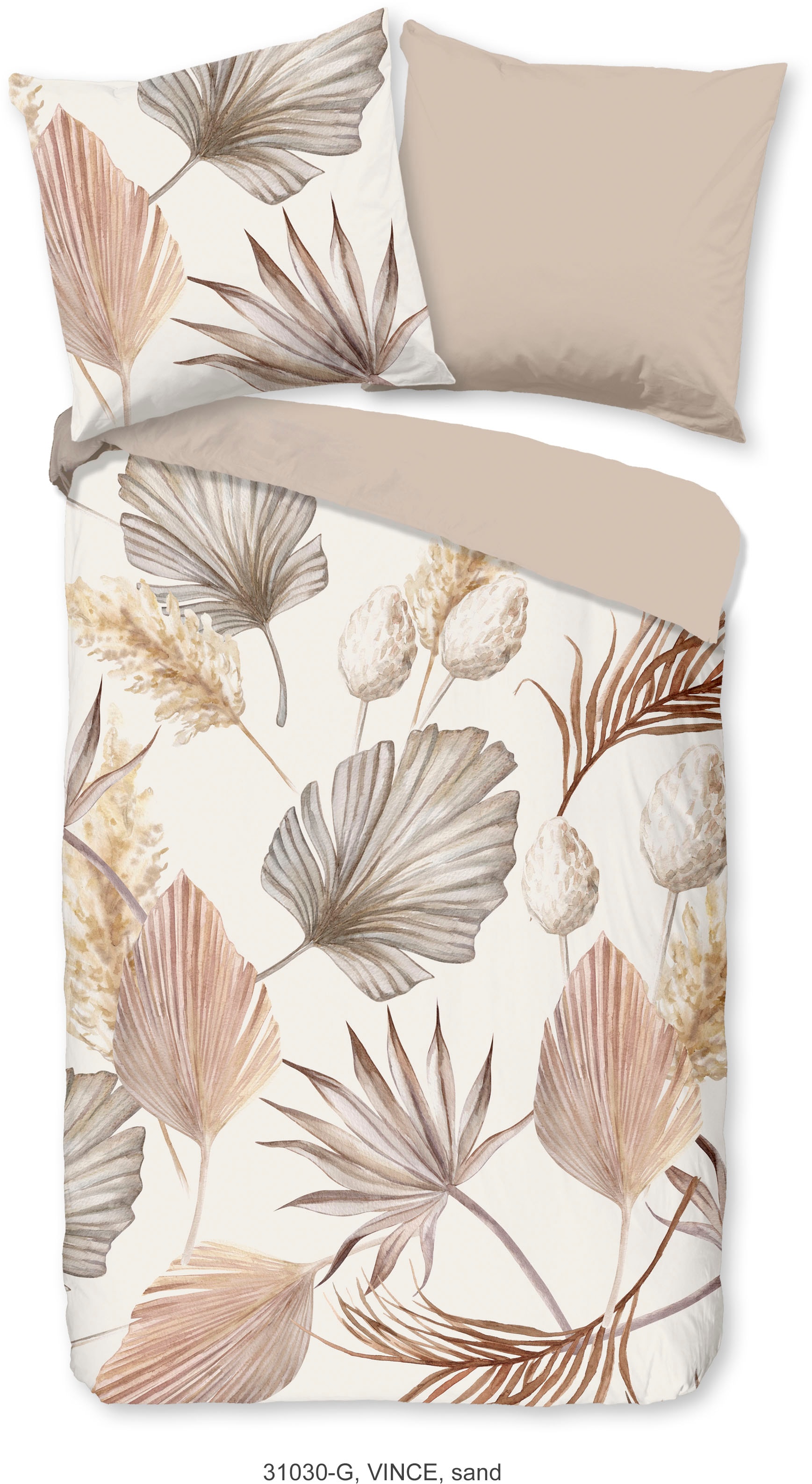 good morning Wendebettwäsche »Vince«, 100% Baumwolle, Renforcé, 135x200, Reißverschluss, Wendeoptik, Sand