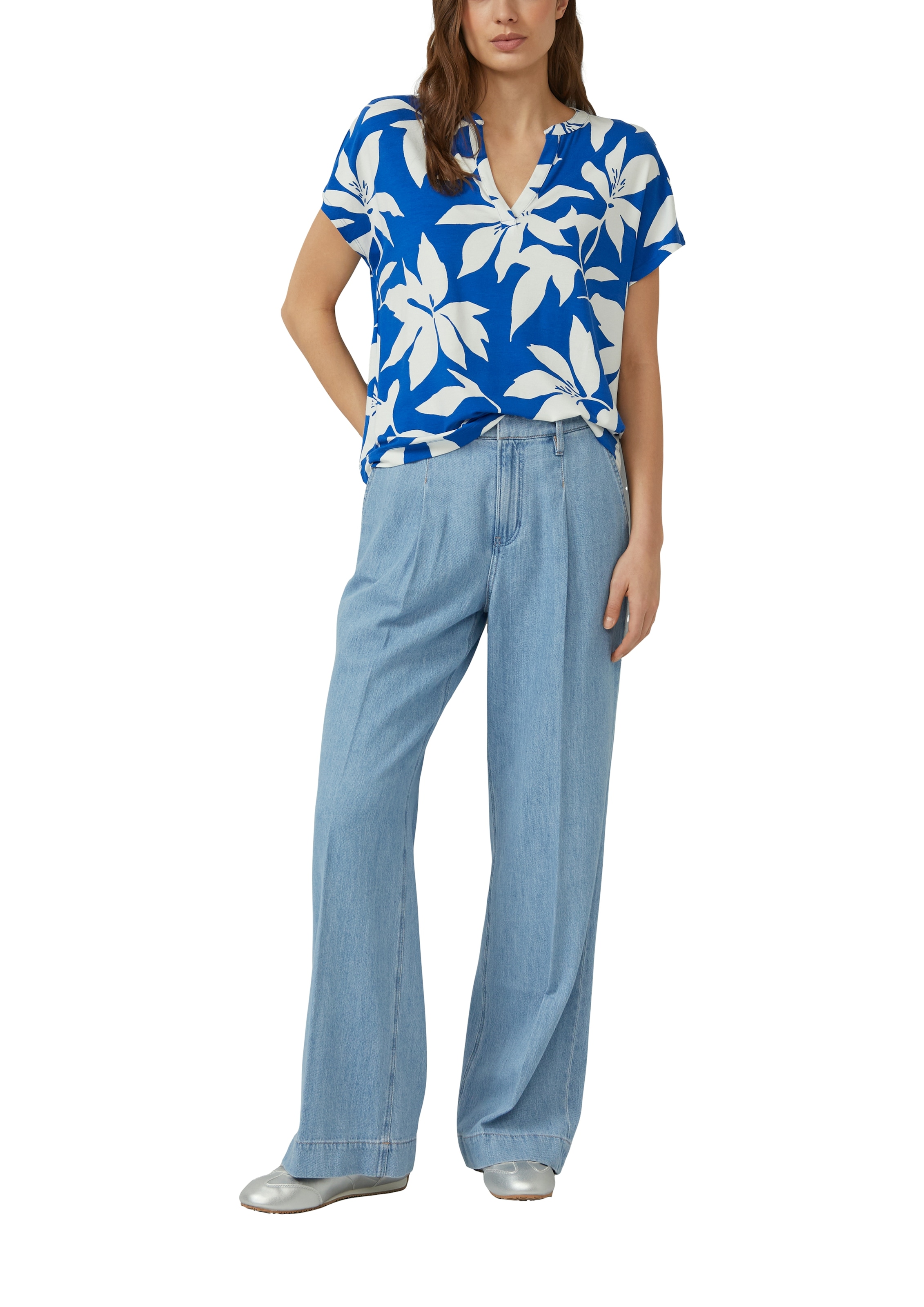 s.Oliver Kurzarmshirt Sommer-Tunika mit floralem Muster