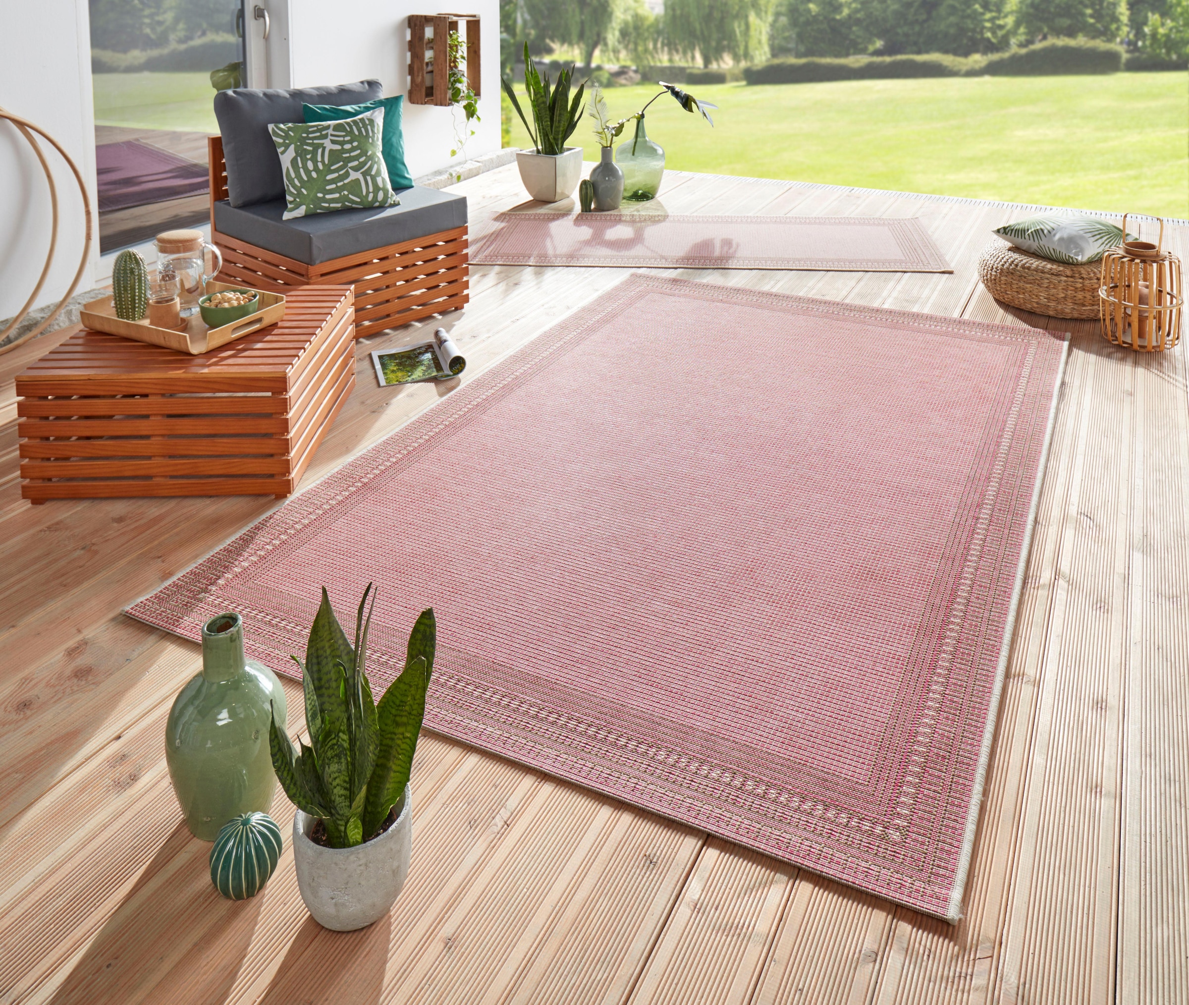 freundin Home Collection Teppich »Ocean«, rechteckig, 4 mm Höhe, In-und Outdoor geeignet, Strapazierfähig und pflegeleicht, Flachgewebe