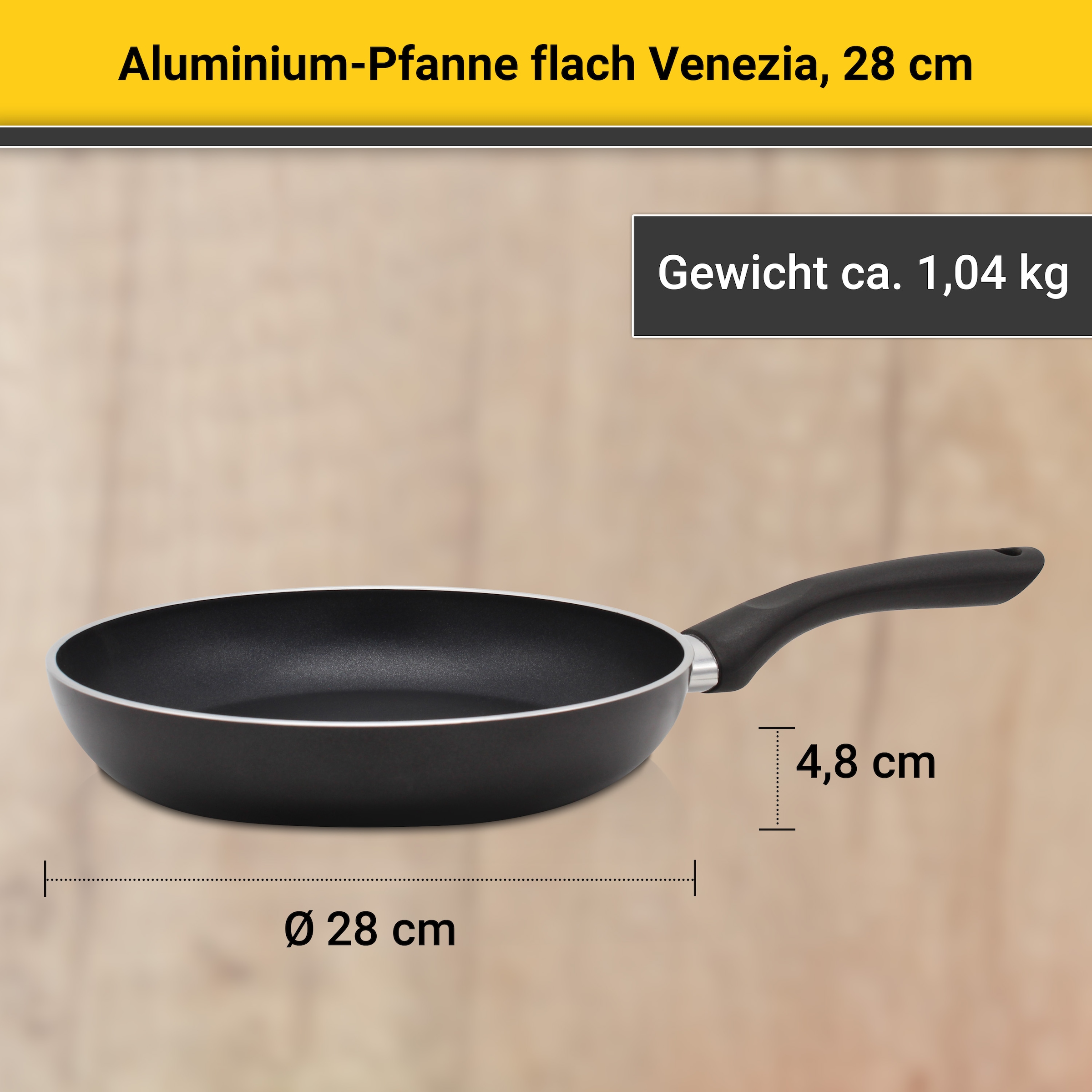 Krüger Bratpfanne »Aluminium Pfanne flach Venezia«, Aluminium, (1 tlg.), für Induktions-Kochfelder geeignet