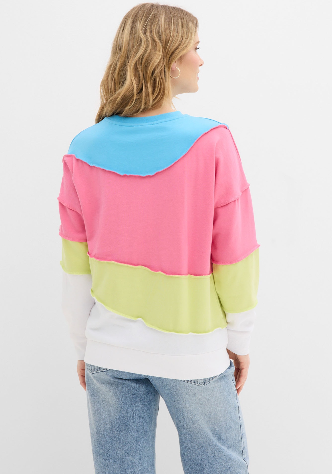 bonprix Sweatshirt , Oversize-Passform, Langarm, aus Baumwolle und Polyester
