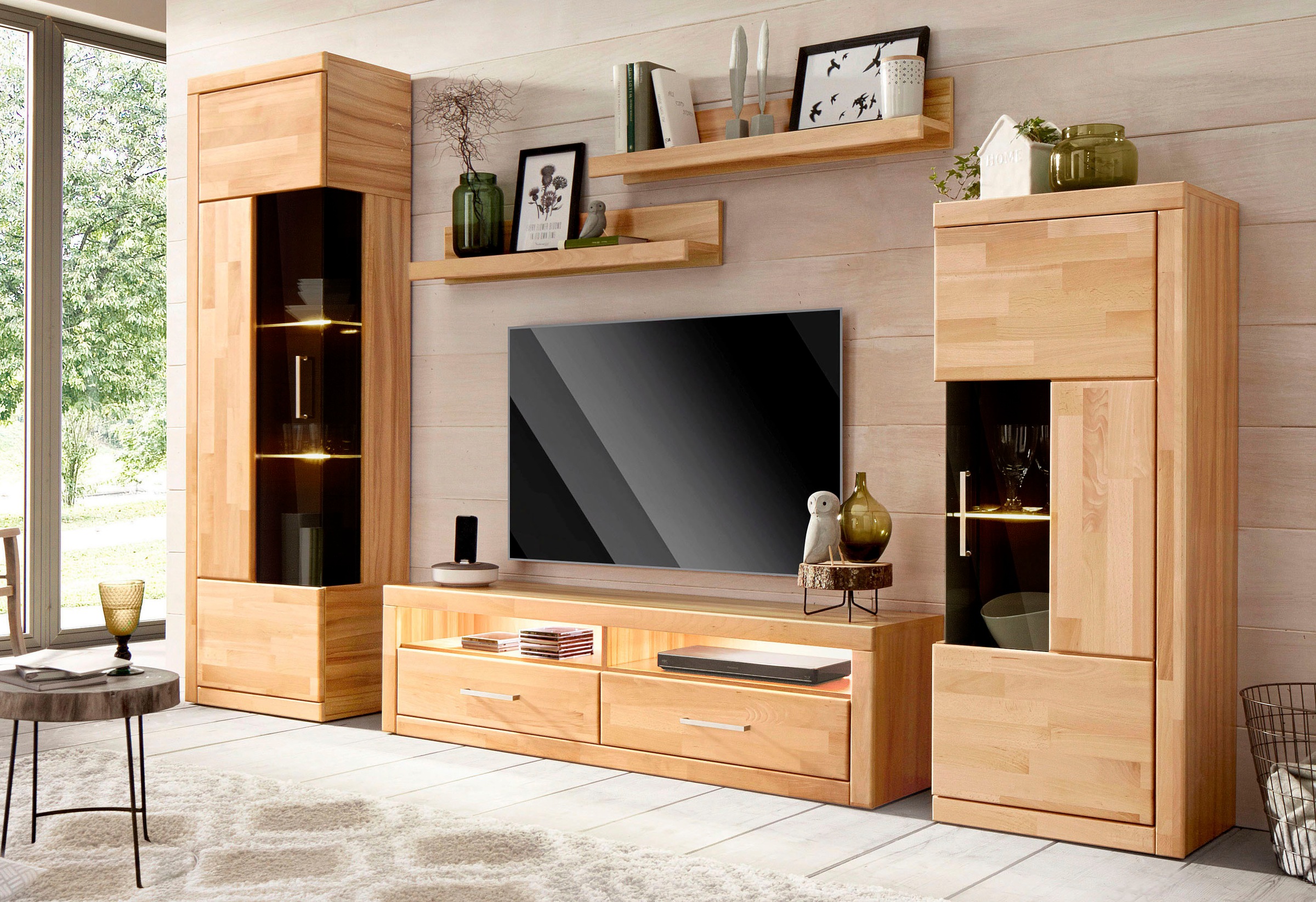 Home affaire Vitrine »Ribe,180cm hoch,5 Fächer,2 Glasböden variabel einsetz günstig online kaufen