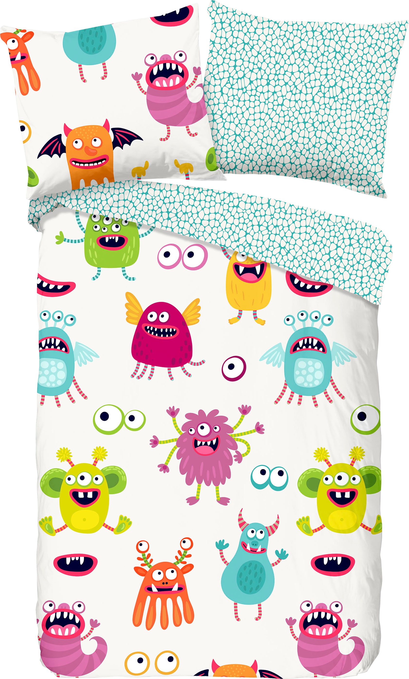 good morning Kinderbettwäsche »Booh«, 100% Baumwolle, 100x135, Reißverschluss, Wendeoptik, Baby, Monster