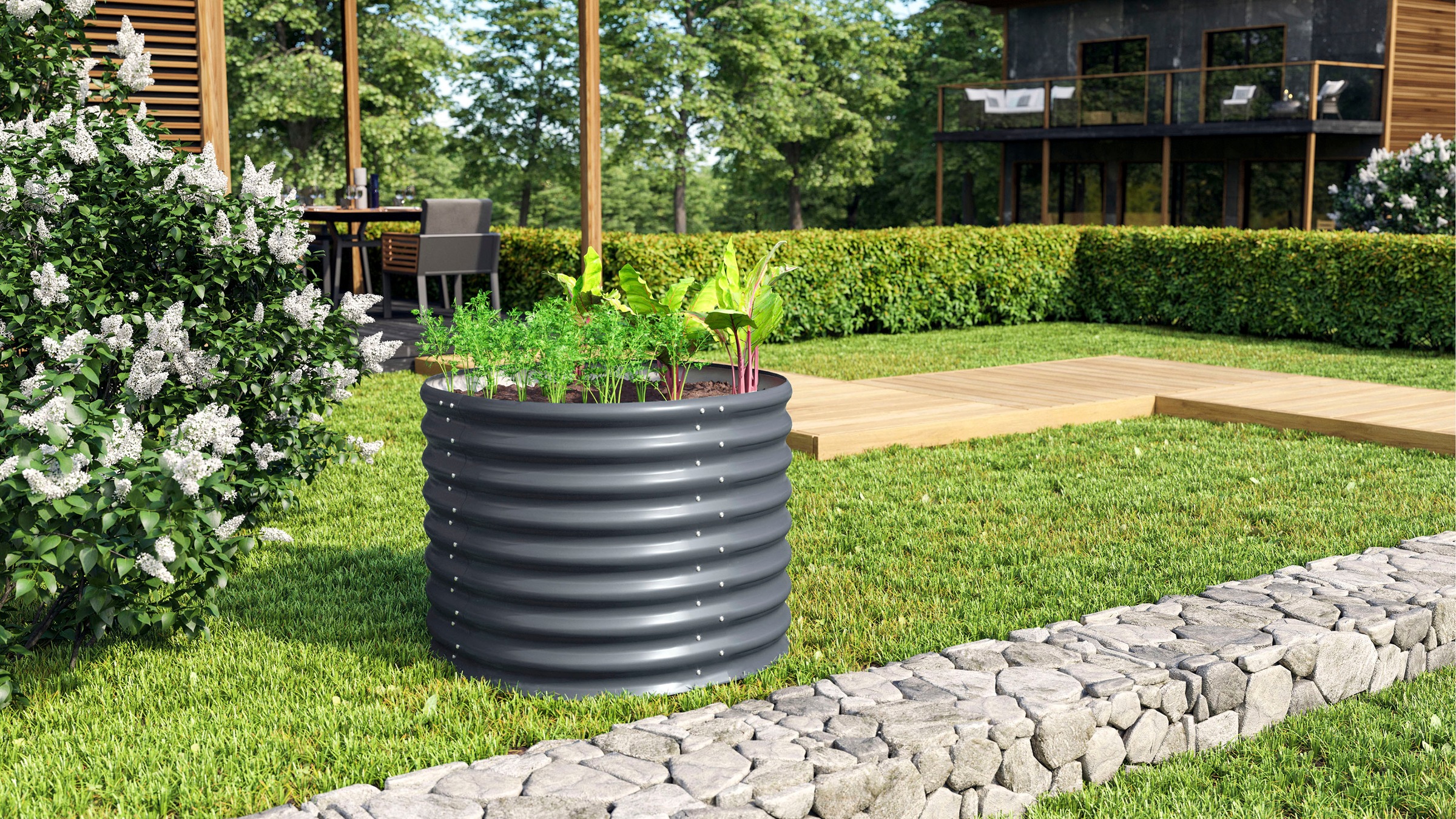 Vitavia Hochbeet »Terra Rund 630«, BxTxH: 82x82x63 cm, granit