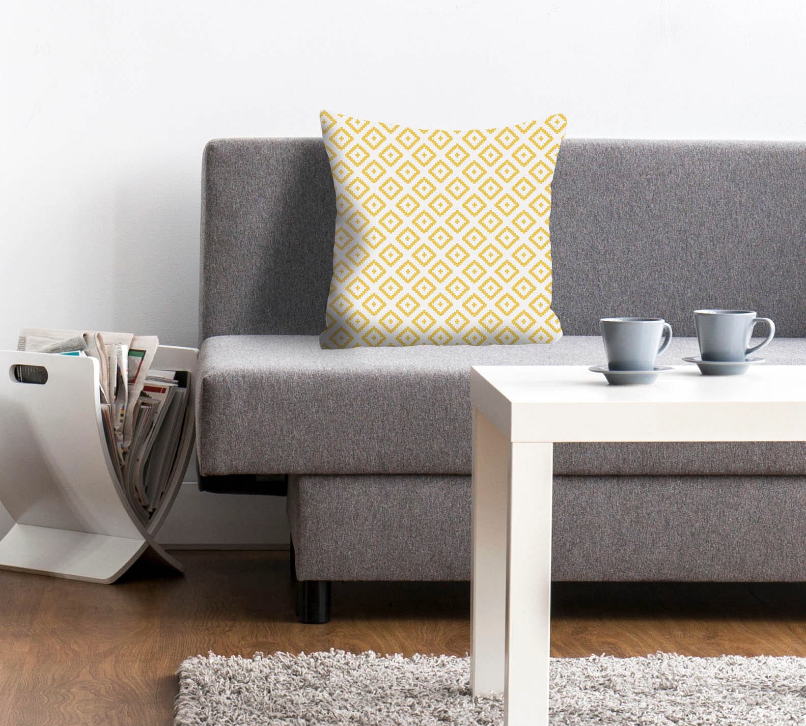 queence Dekokissen »Nina«, Kissenhülle,kleine Quadrate,Gelb,Muster,Modern,G günstig online kaufen