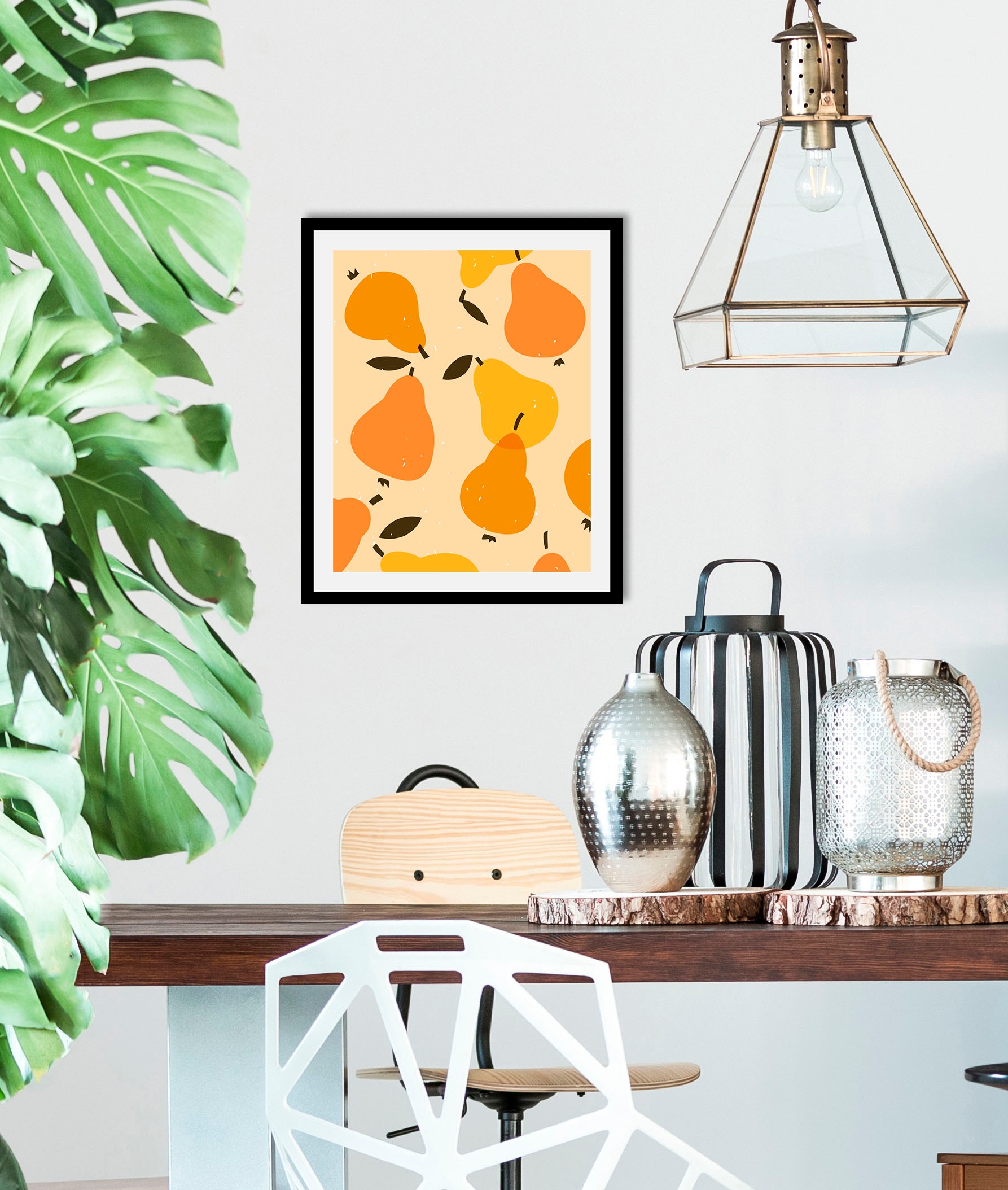 queence Bild »Pears Party«, Obst-Obst Bilder-Schriftzug-Kunst-Abstrakt-Esse günstig online kaufen