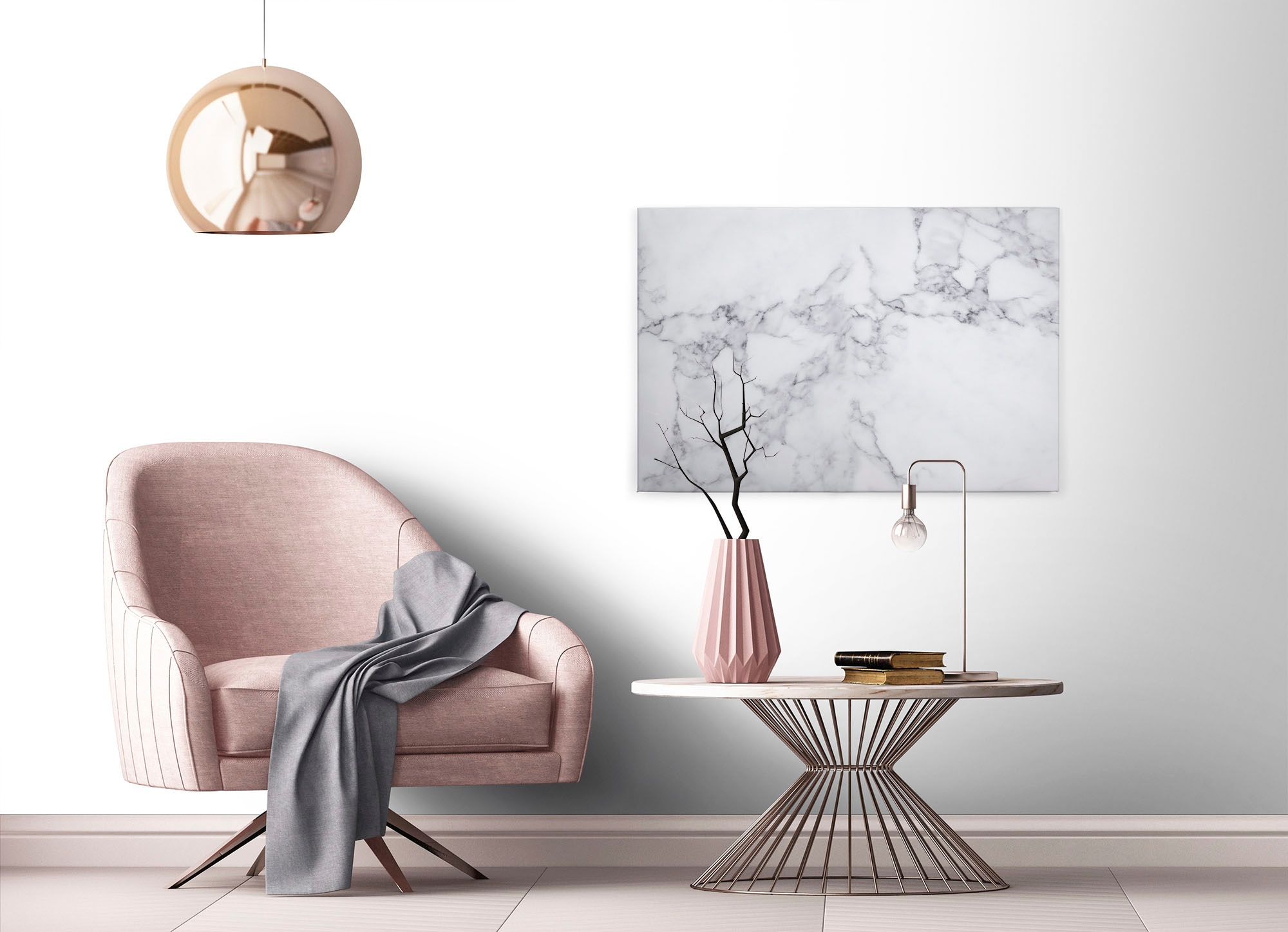 A.S. Création Leinwandbild »White Marble«, Kunst-Marmor-Kinder, (1 St.), Marmoroptik Marmor Keilrahmen Leinwand-Bild Wohnzimmer modern Wandbild