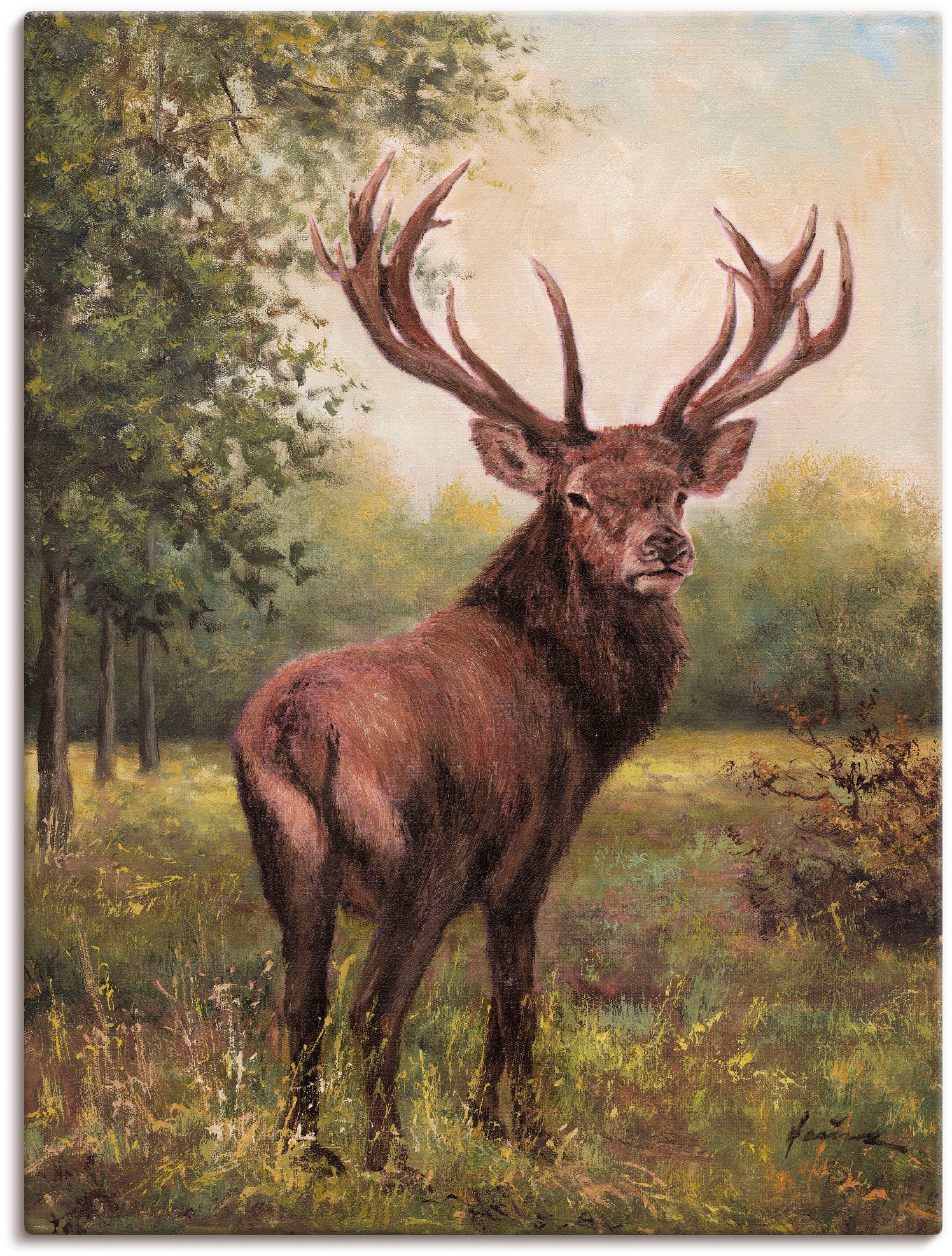 Artland Wandbild »Hirsch«, Wildtiere, (1 St.), als Leinwandbild, Poster, Wa günstig online kaufen